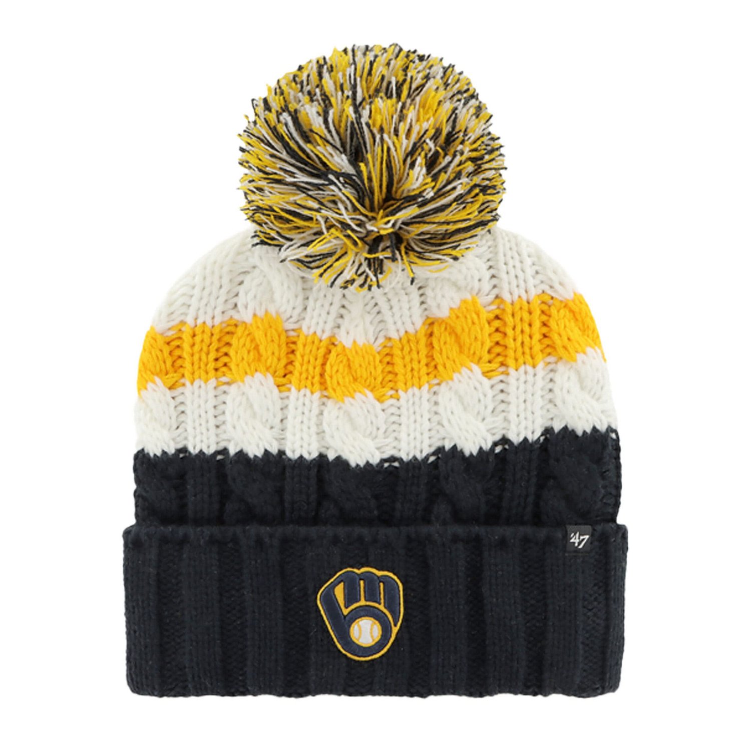 '47 /Navy Milwaukee Brewers Ashfield Cuffed Knit Hat with Pom | Academy