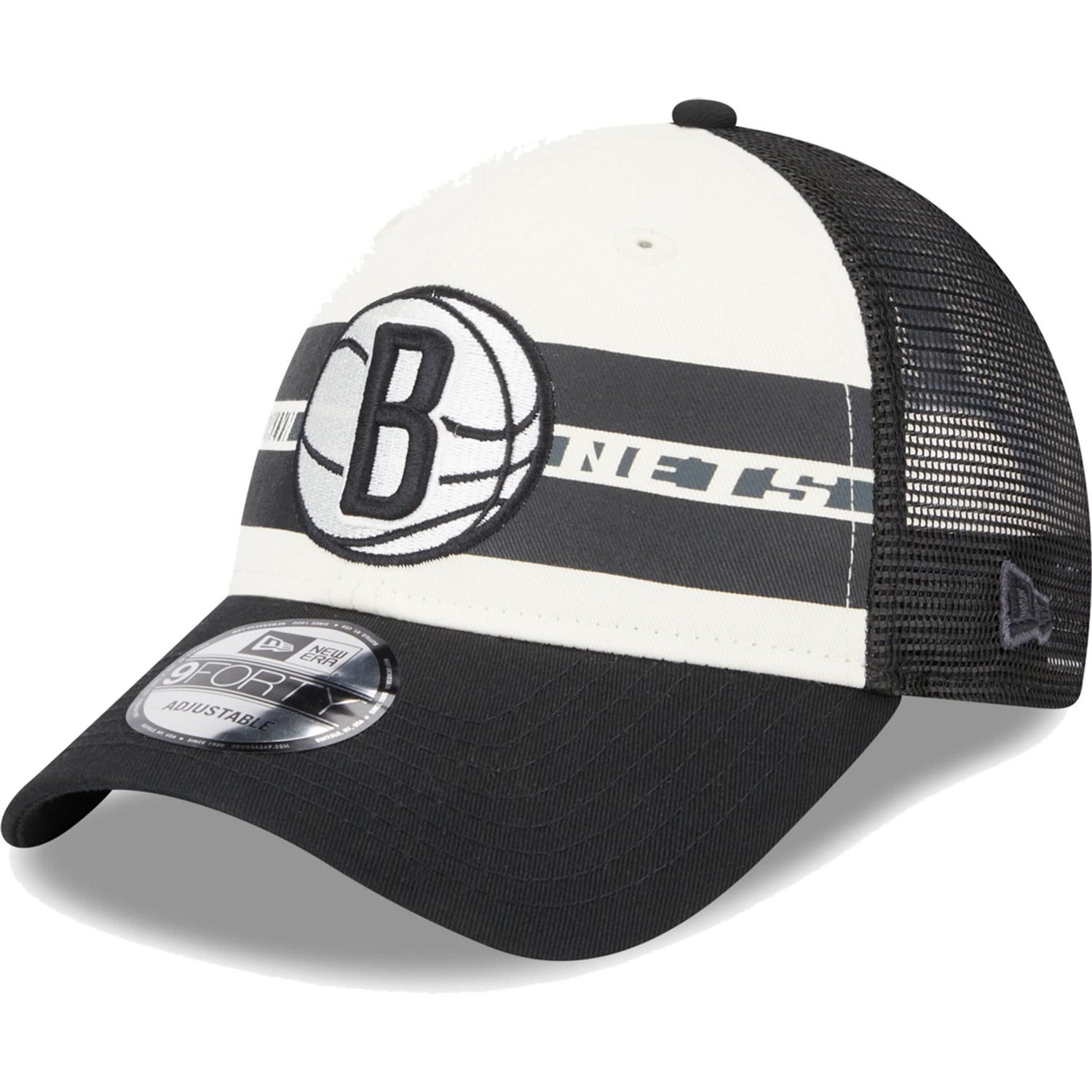 New Era Brooklyn Nets Stripes 9FORTY Trucker Snapback Hat | Academy