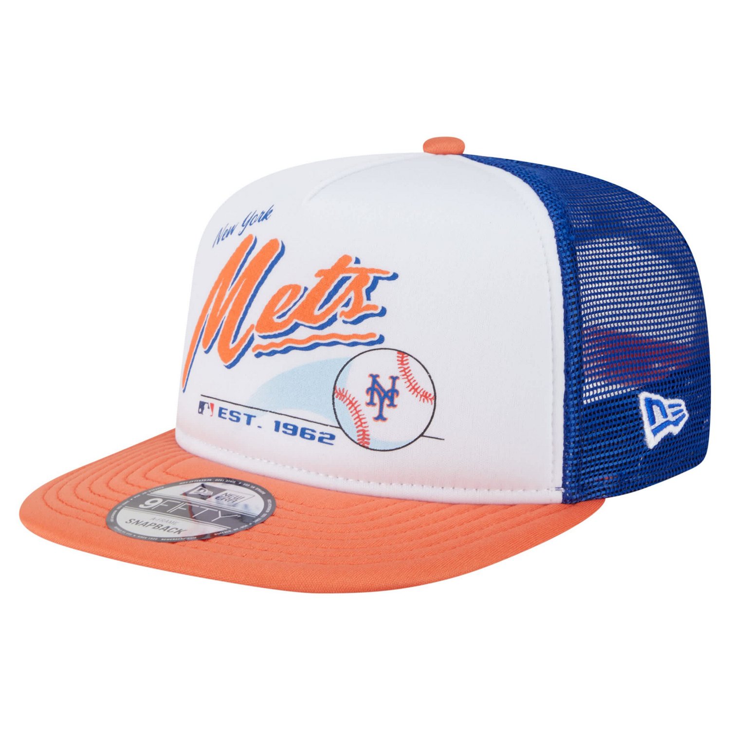 New Era Orange New York Mets Retro Script Trucker 9FIFTY Snapback Hat ...