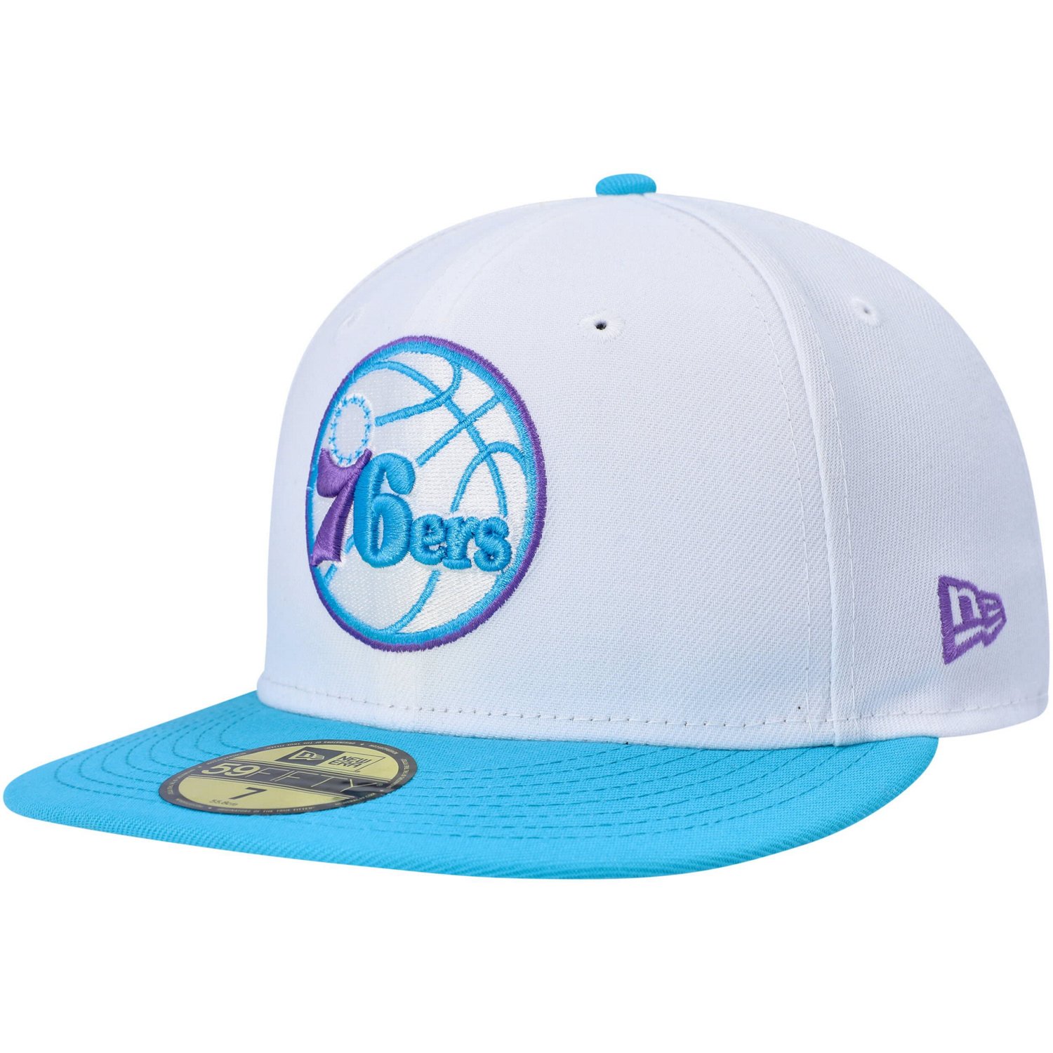 New Era Philadelphia 76ers Vice Blue Side Patch 59fifty Fitted Hat 