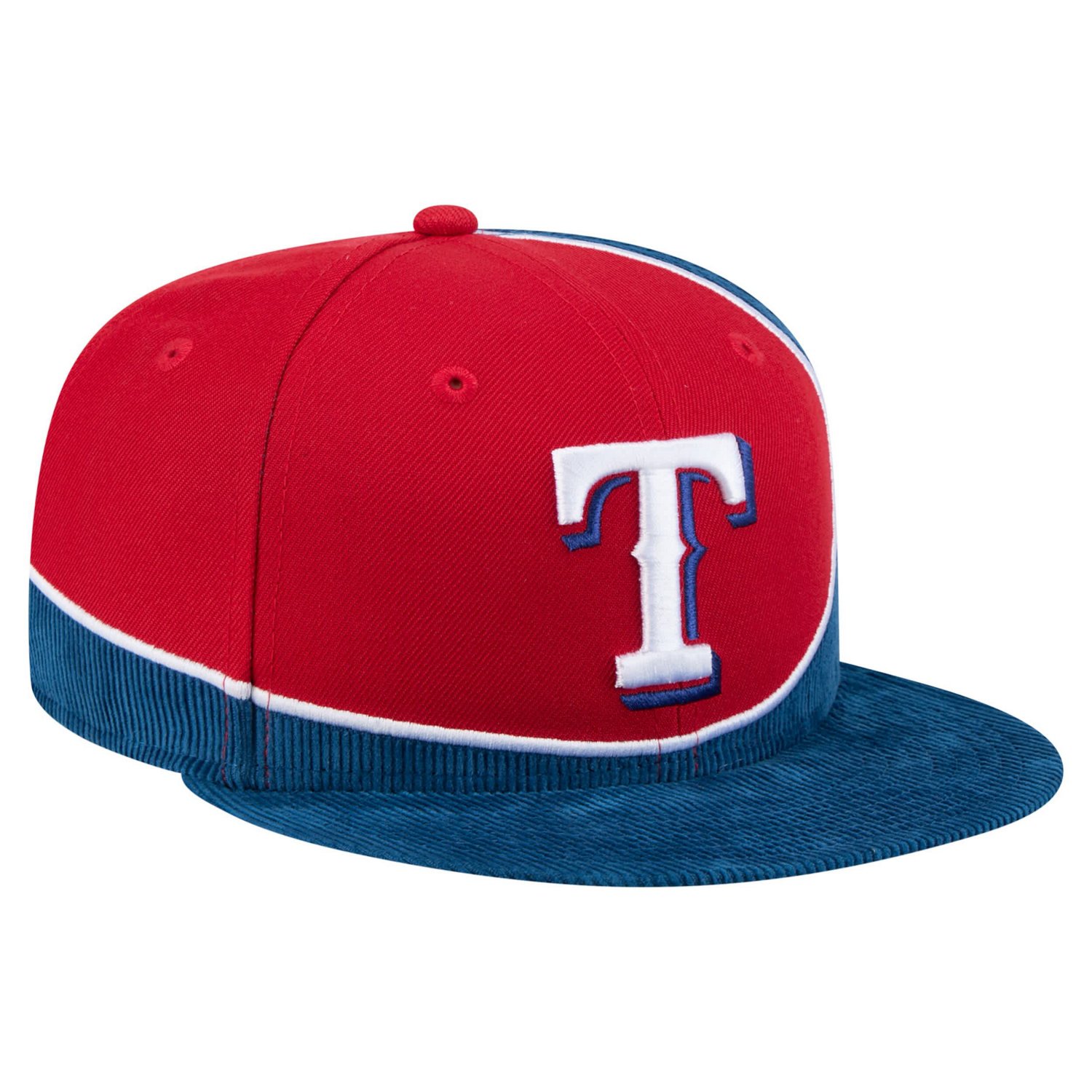 New Era Red Texas Rangers Retro Split Corduroy Snapback Hat | Academy