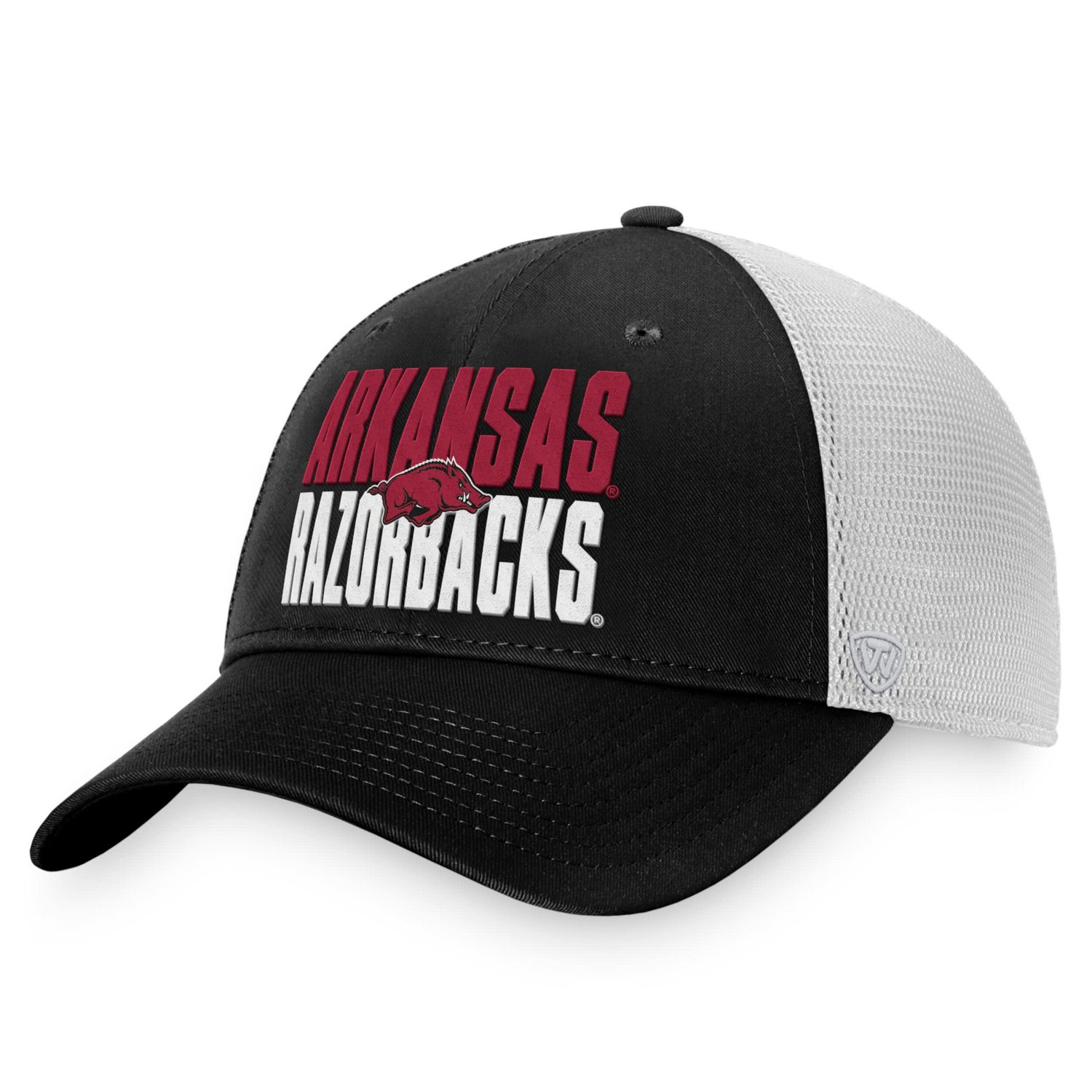 Top of the World /White Arkansas Razorbacks Stockpile Trucker Snapback