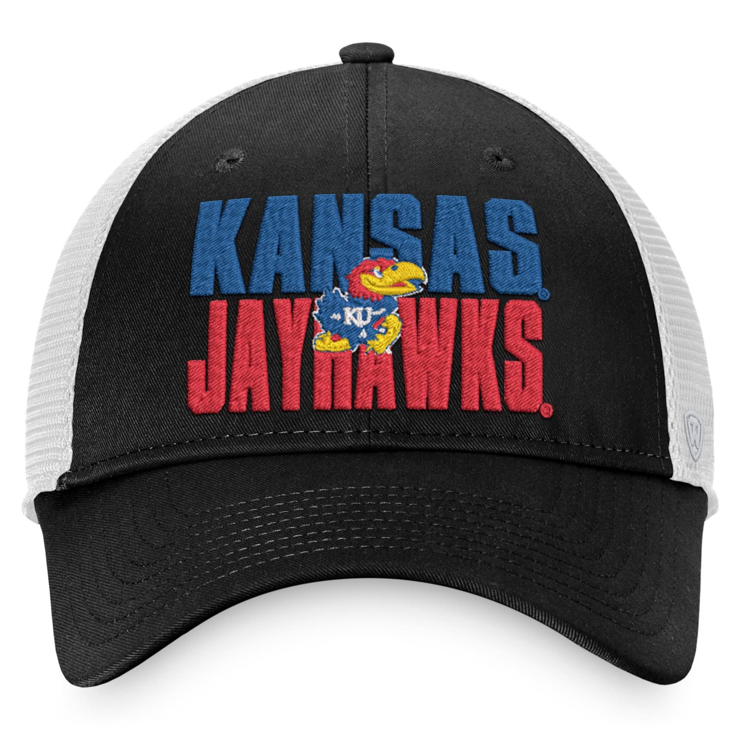 Top of the World /White Kansas Jayhawks Stockpile Trucker Snapback Hat