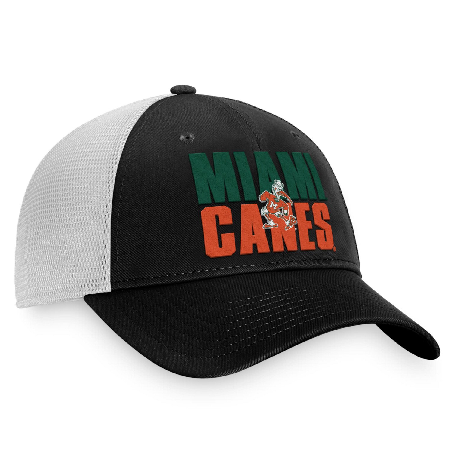 Top of the World /White Miami Hurricanes Stockpile Trucker Snapback Hat