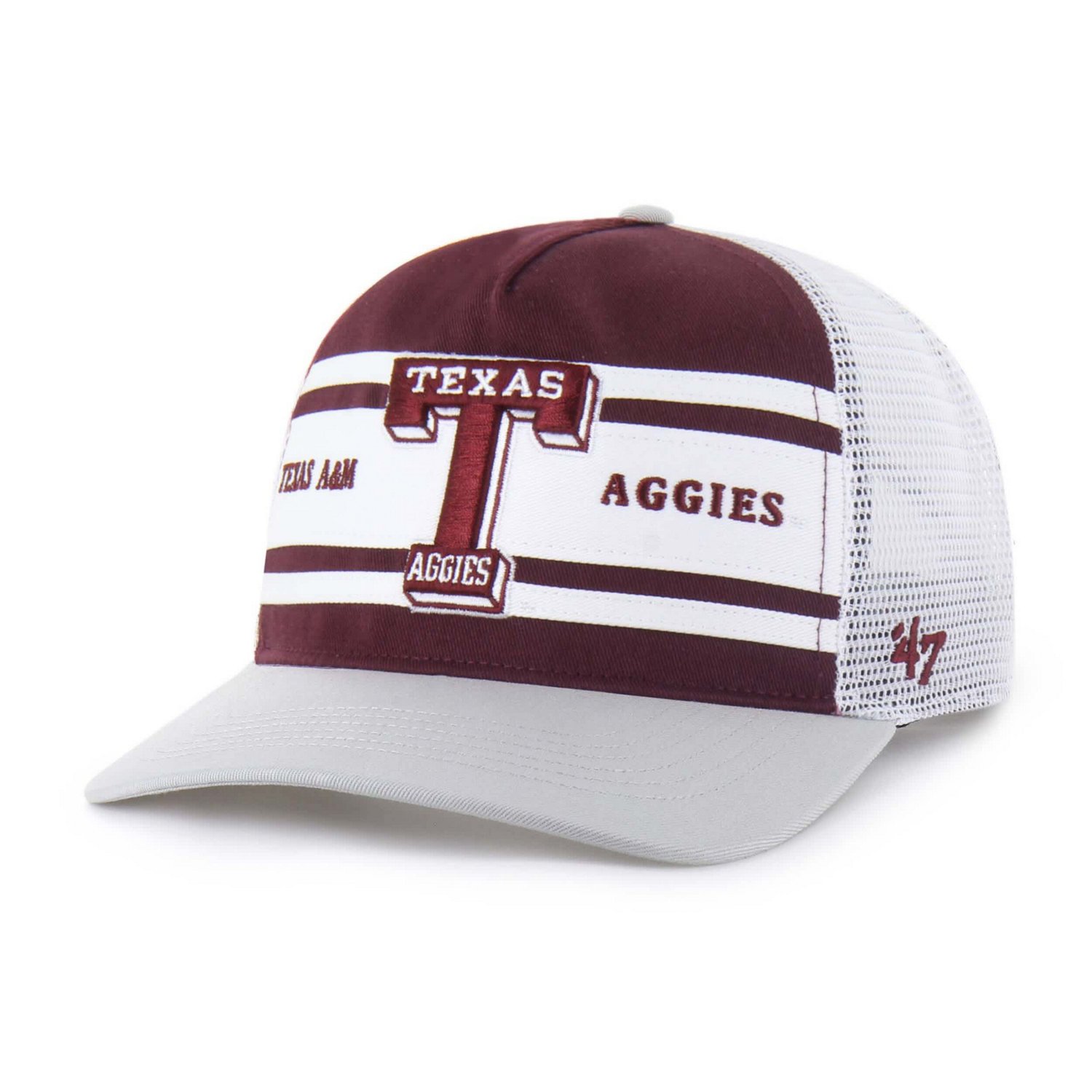 Youth '47 Gray Texas AM Aggies Super Stripe Hitch Adjustable Trucker ...