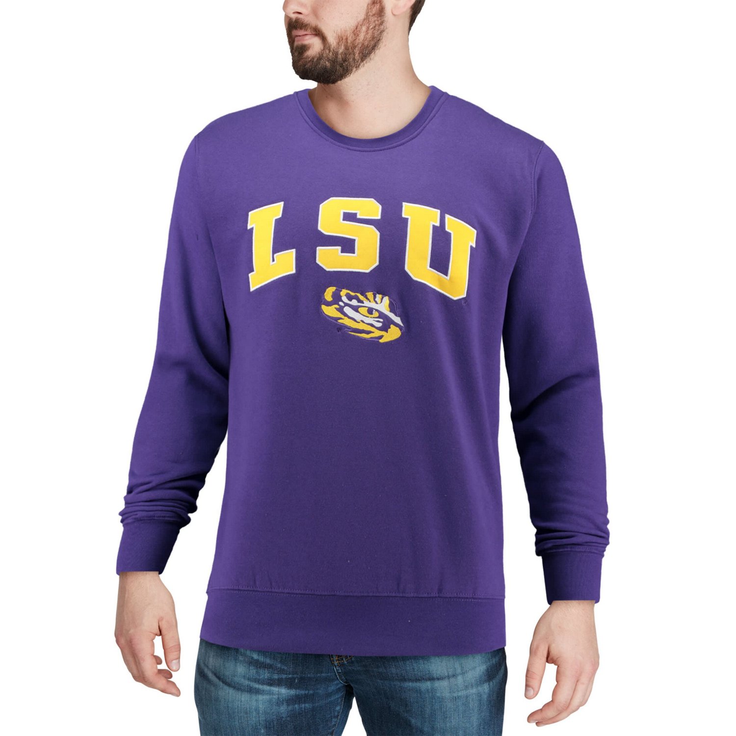 Colosseum LSU Tigers Arch Logo Crew Neck Sweatshirt | Academy