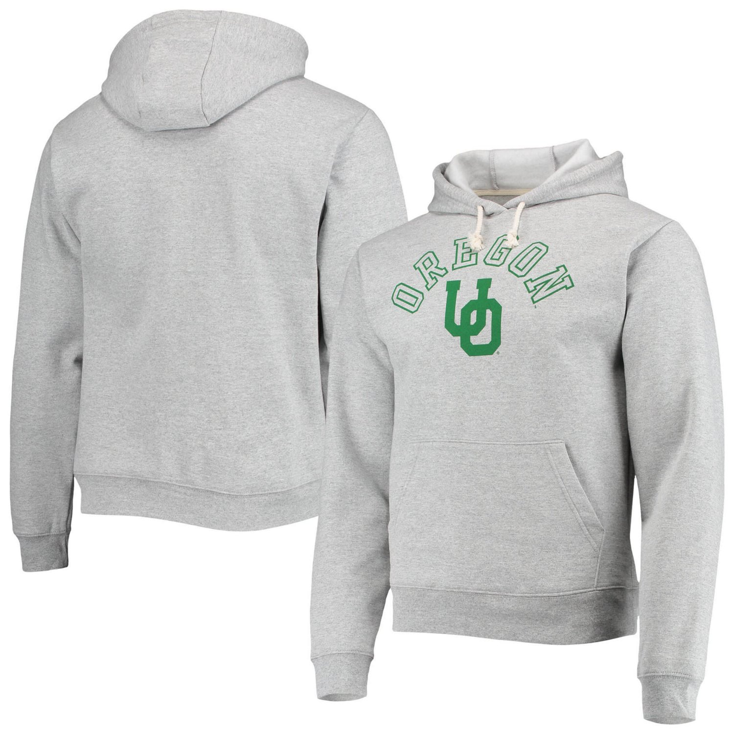 League Collegiate Wear Heathered Gray Oregon Ducks Seal Neuvo Essential Fleece Pullover Hoodie 0676