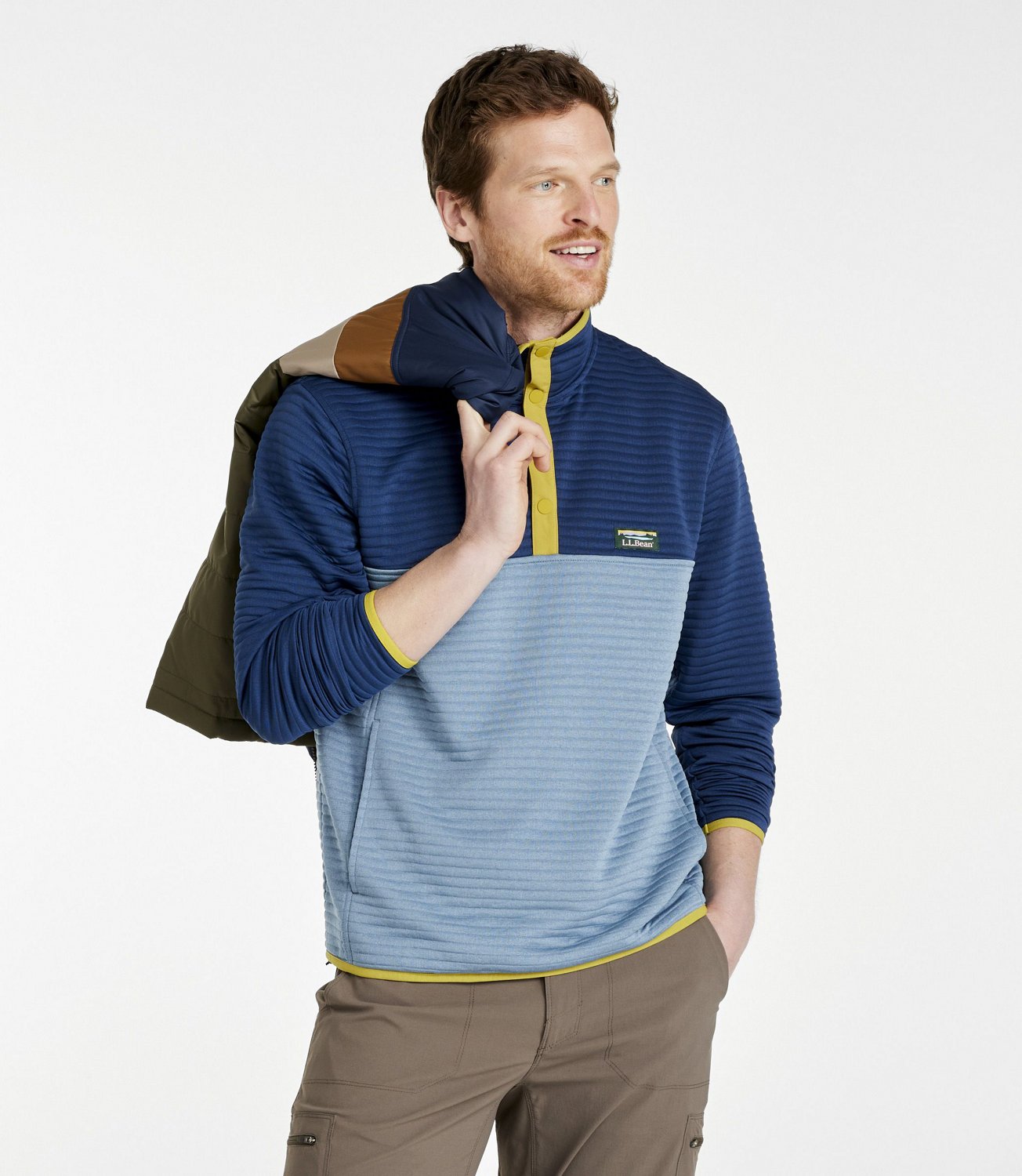 L.L.Bean Men's Airlight Knit Colorblock 1/4-Snap Pullover | Academy