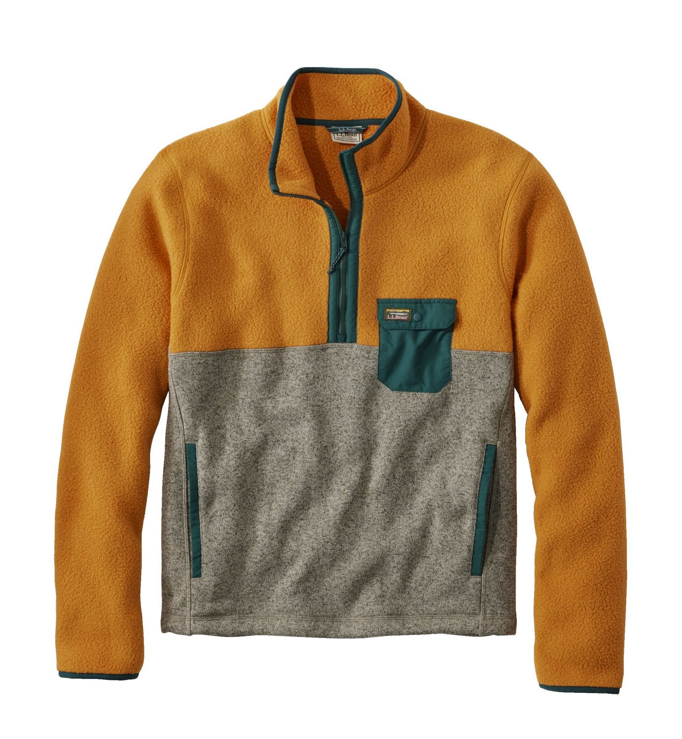 L.L.Bean Men's Sweater Fleece Sherpa Hybrid Pullover Academy