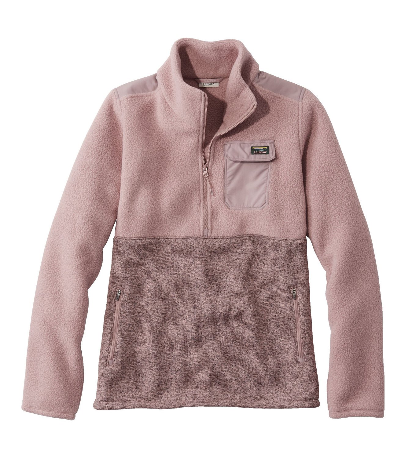 L.L.Bean Women's Sweater Fleece Sherpa Hybrid Pullover Academy