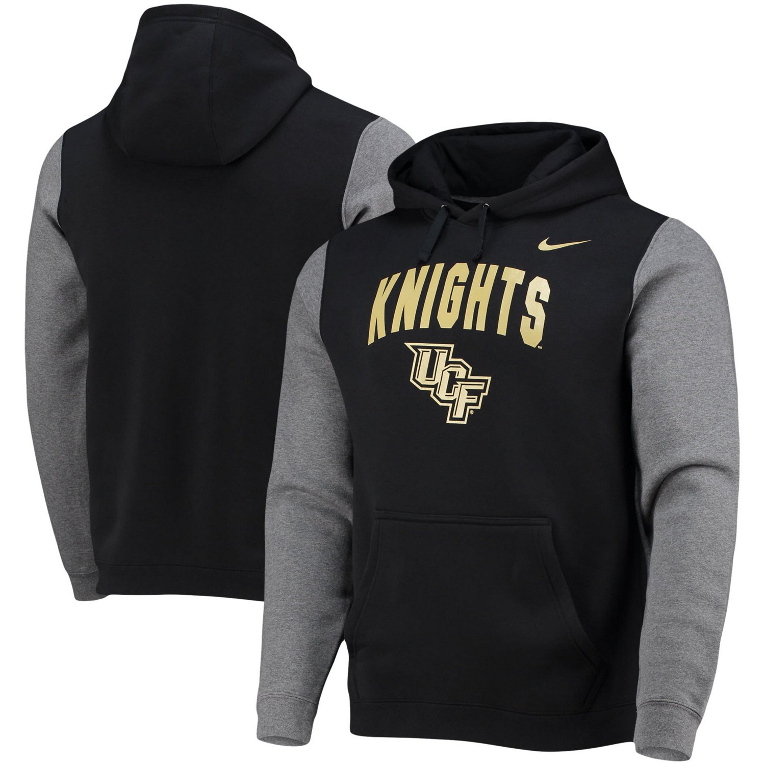 Nike /Heathered Gray UCF Knights Club Fleece Colorblock Pullover Hoodie
