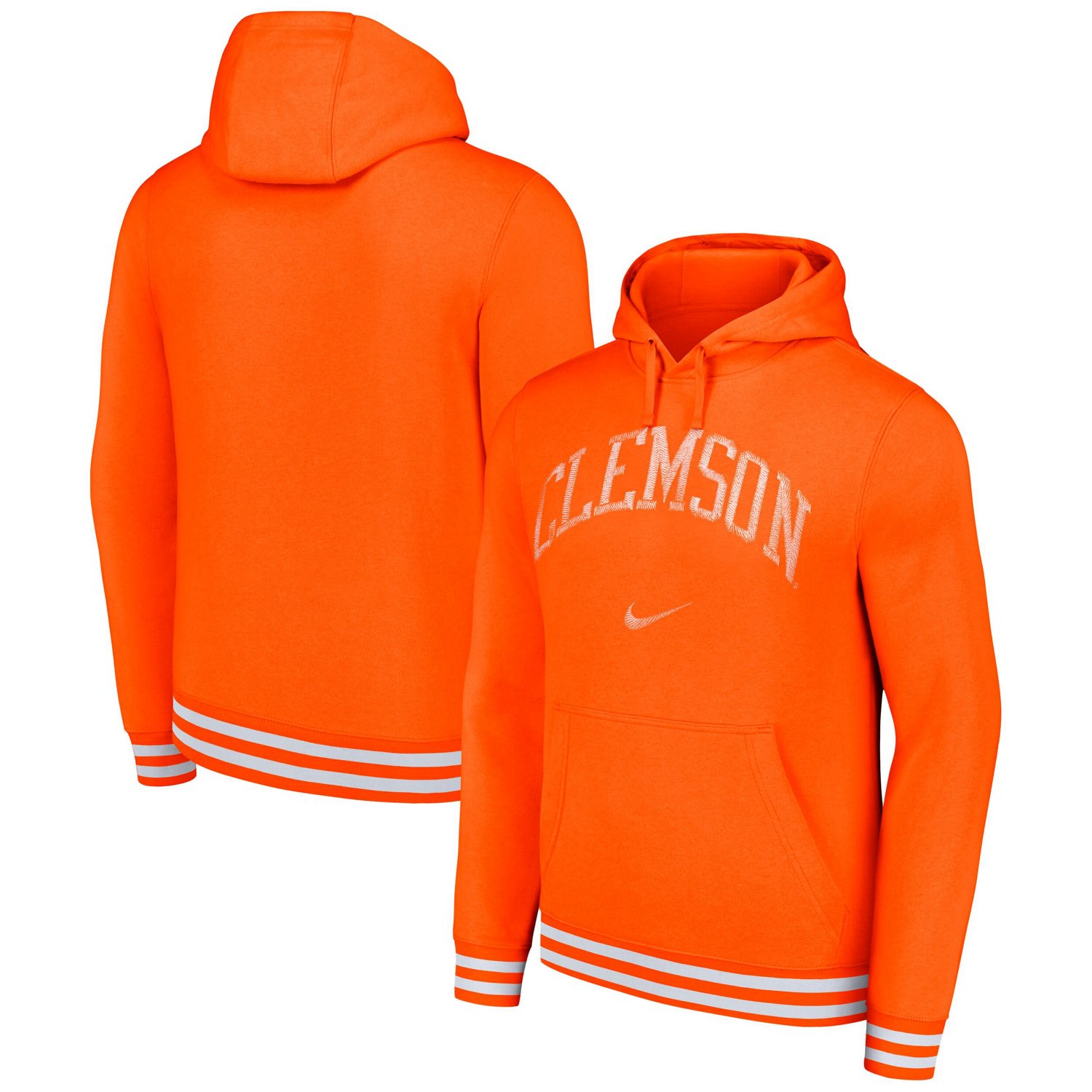 Nike Clemson Tigers Distressed Sketch Retro Fitted Pullover Hoodie
