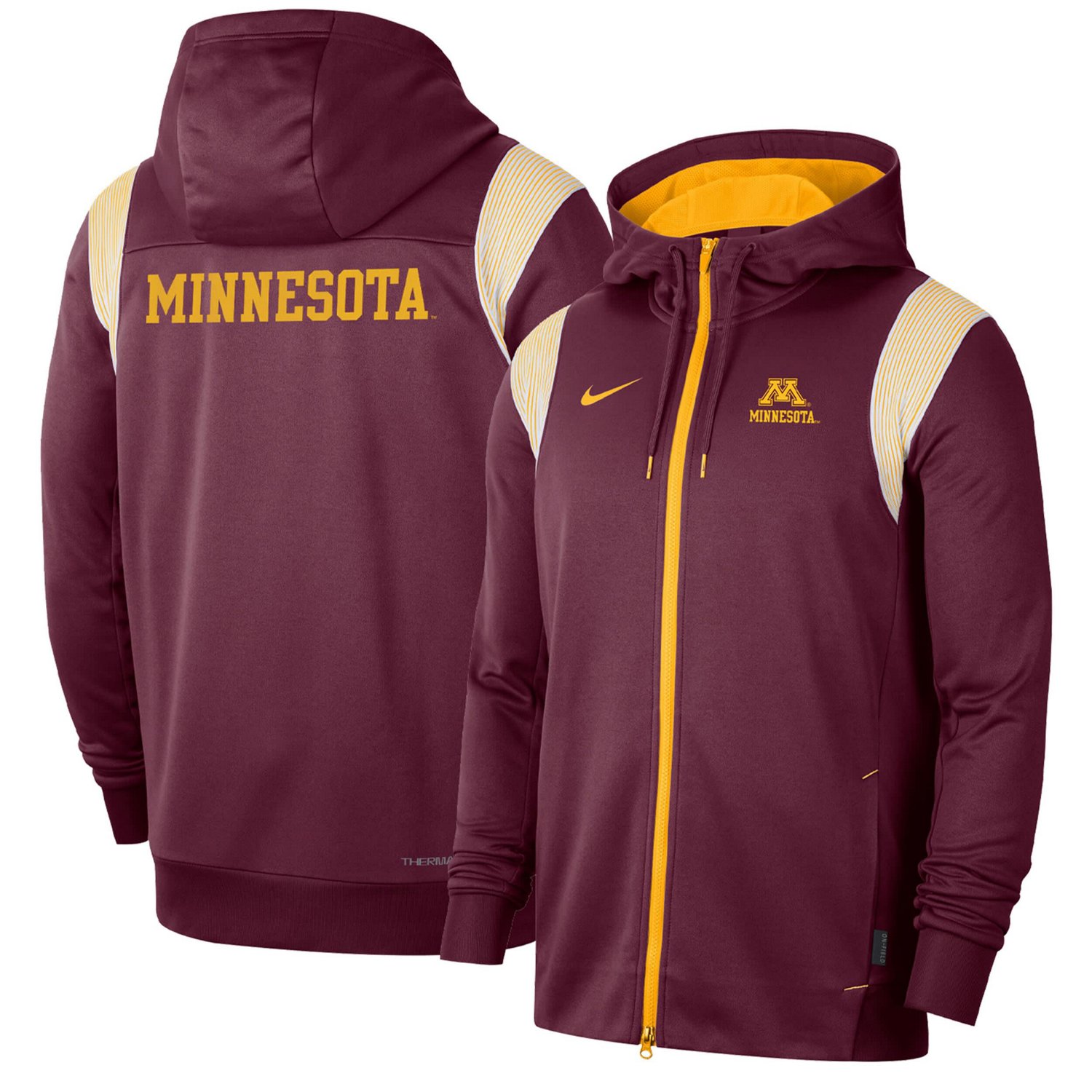 Nike Minnesota Golden Gophers Sideline Performance Full-Zip Hoodie ...