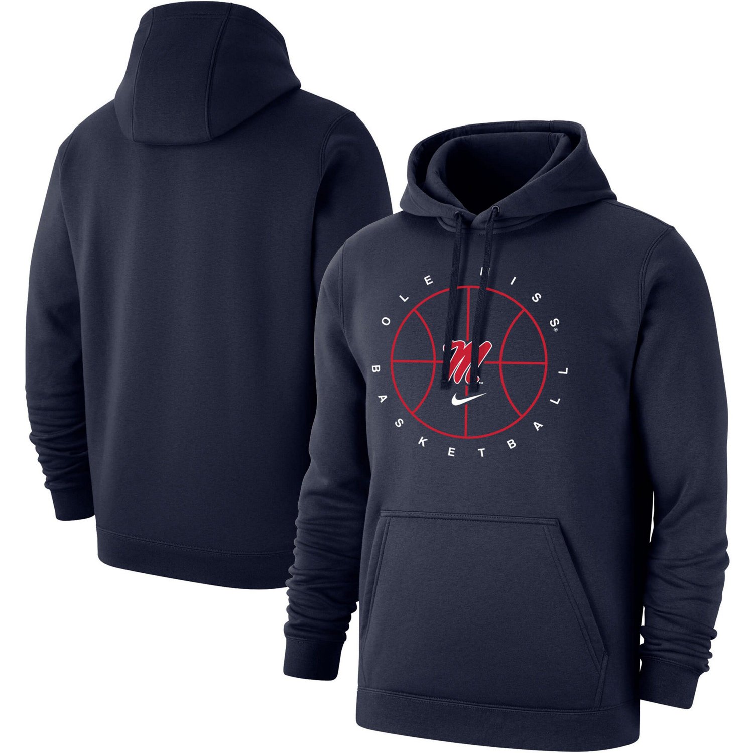 Nike Ole Miss Rebels Basketball Icon Club Fleece Pullover Hoodie | Academy