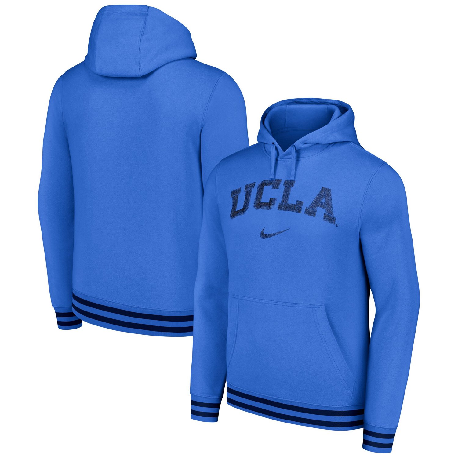 Nike UCLA Bruins Distressed Sketch Retro Fitted Pullover Hoodie Academy