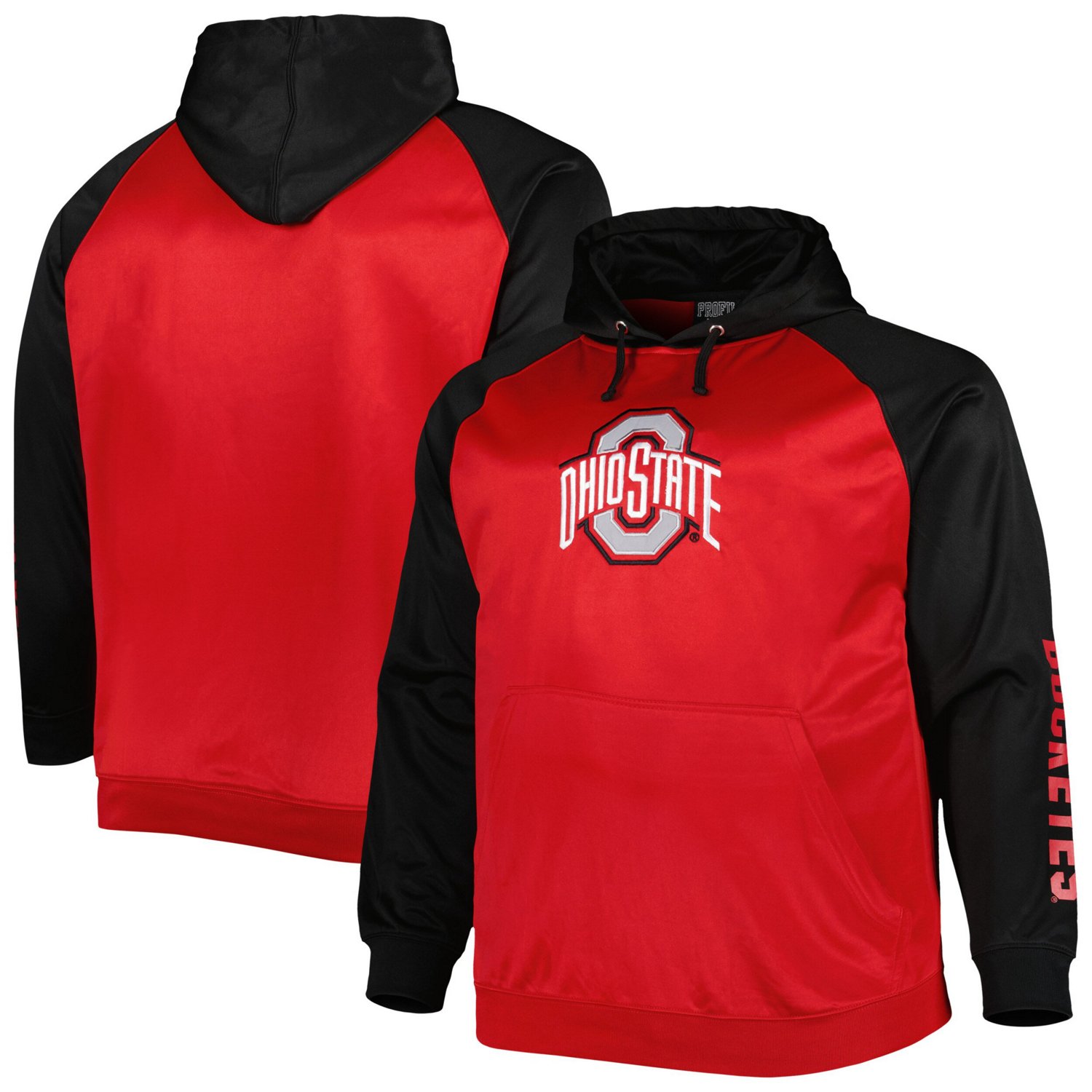 Ohio State Buckeyes Big Tall Raglan Fleece Pullover Hoodie Academy