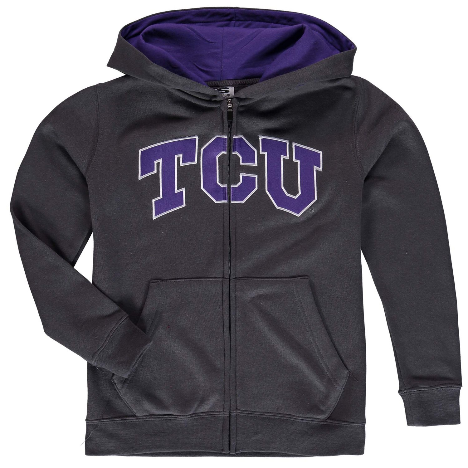 Youth TCU Horned Frogs Applique Arch Logo Full-Zip Hoodie | Academy