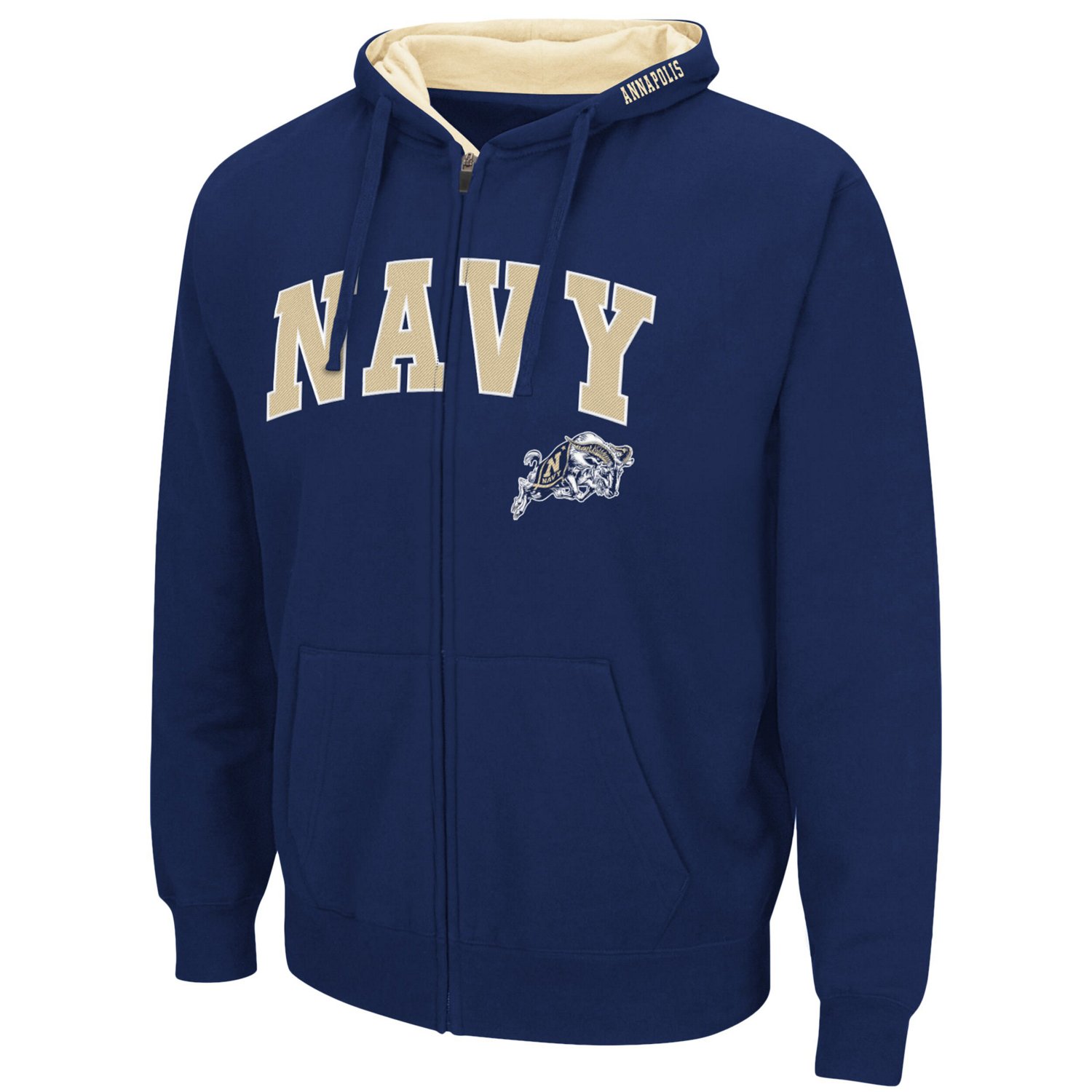 Colosseum Heathered Gray Midshipmen Arch Logo 30 Full-Zip Hoodie | Academy