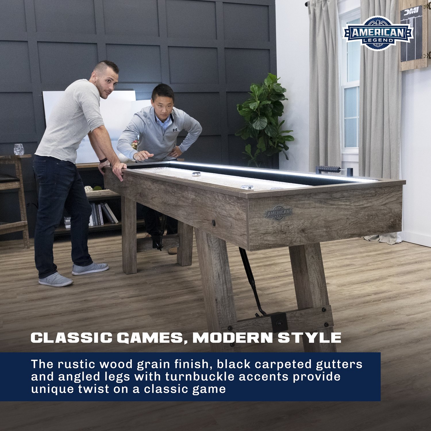 American Legend Brookdale 9’ LED Light Up Shuffleboard Table | Academy