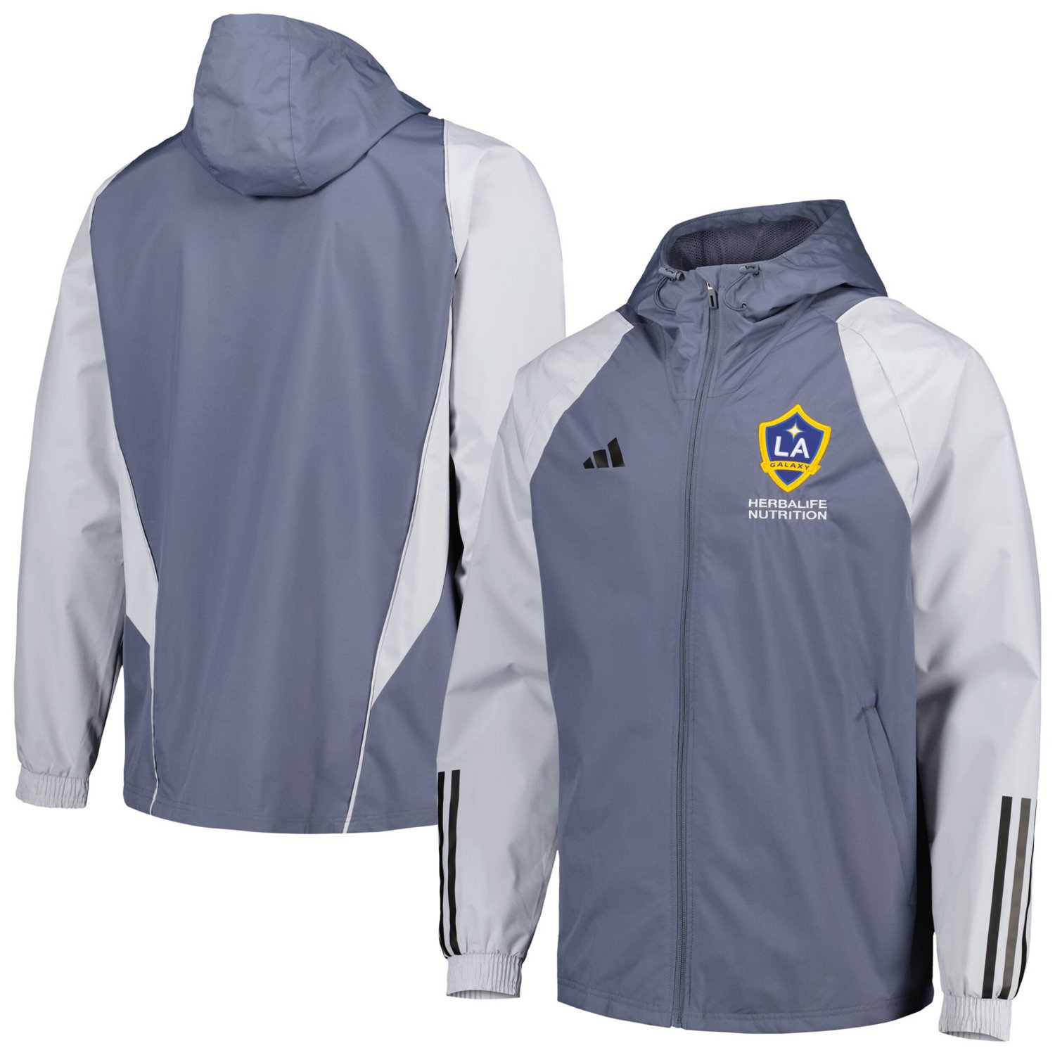 adidas LA Galaxy AllWeather Raglan Hoodie FullZip Jacket Academy