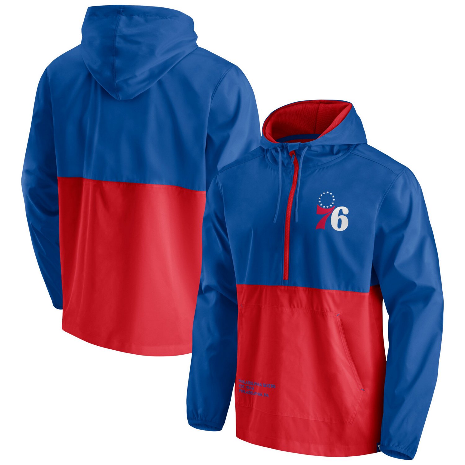 Fanatics Branded /Red Philadelphia 76ers Anorak Block Party Windbreaker ...