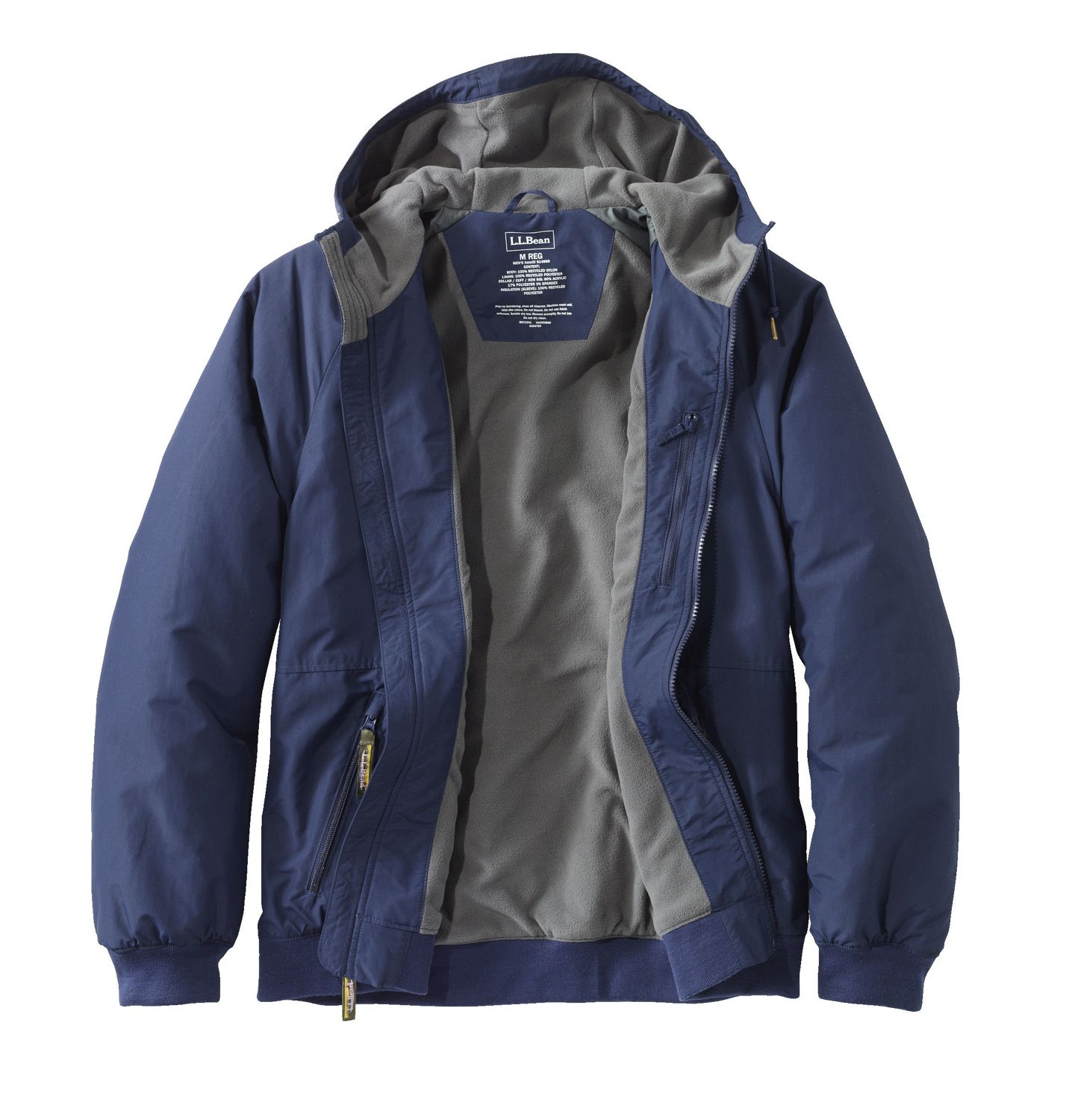 L.L.Bean Men's Insulated 3Season Bomber Hooded Jacket Academy