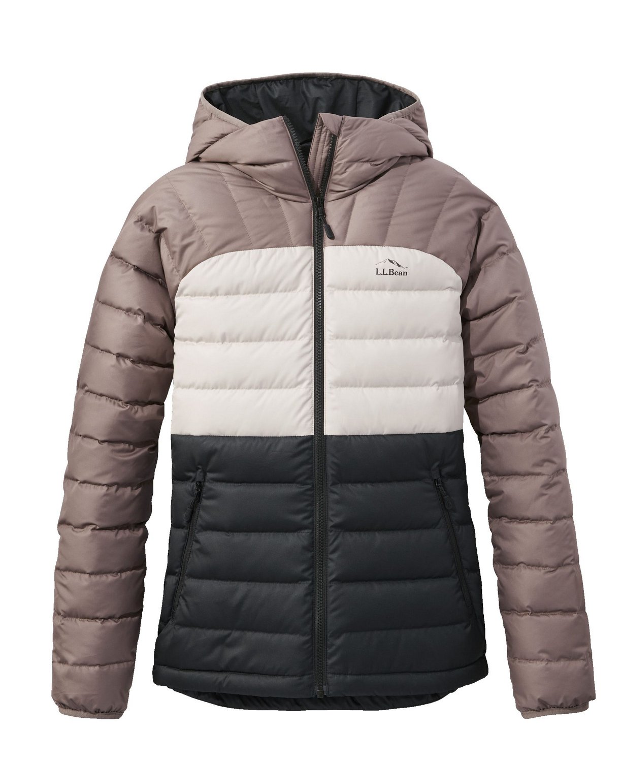 L.L.Bean Women's Bean's Down Colorblock Hooded Jacket Academy