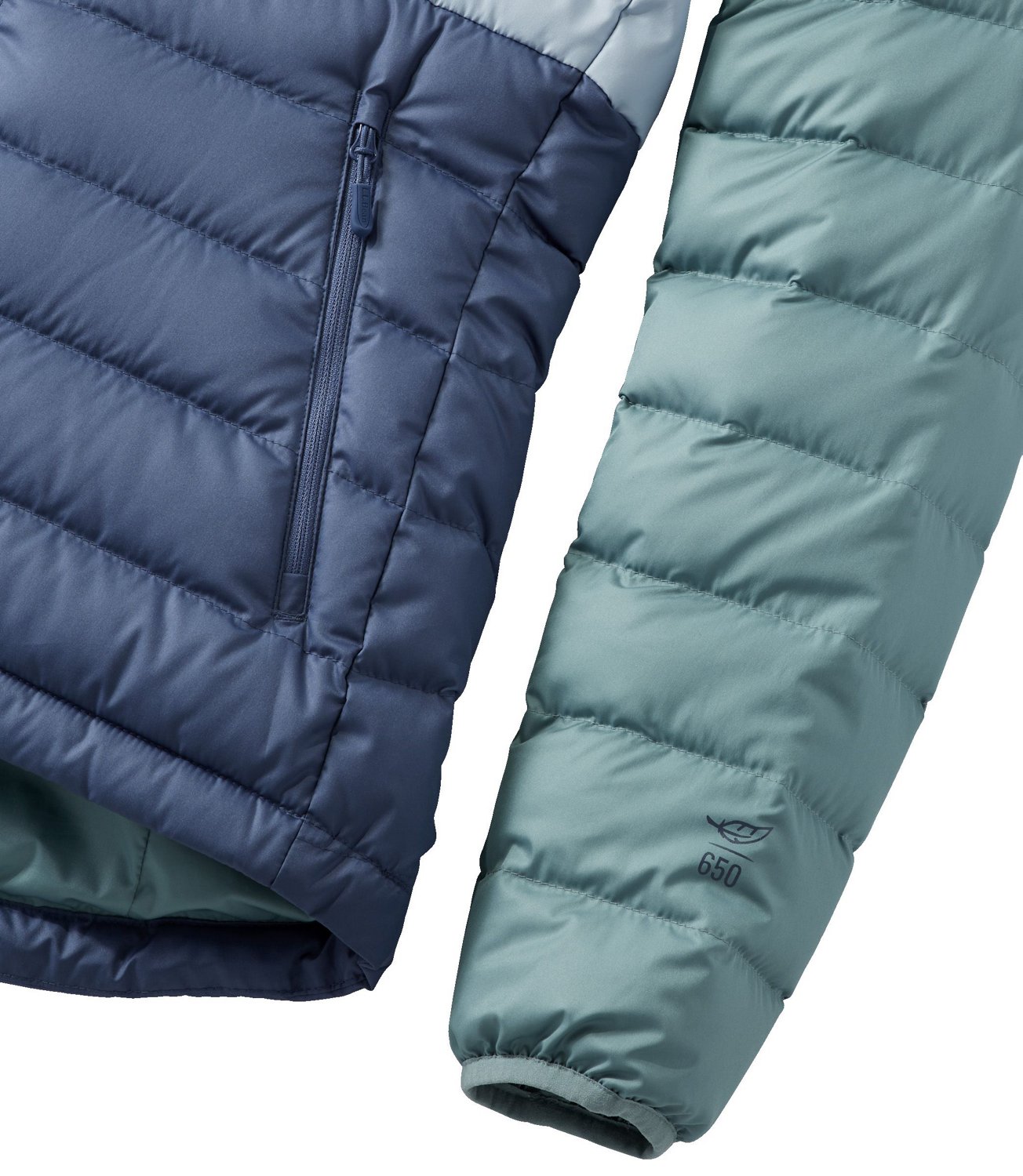 L.L.Bean Women's Bean's Down Colorblock Hooded Jacket Academy