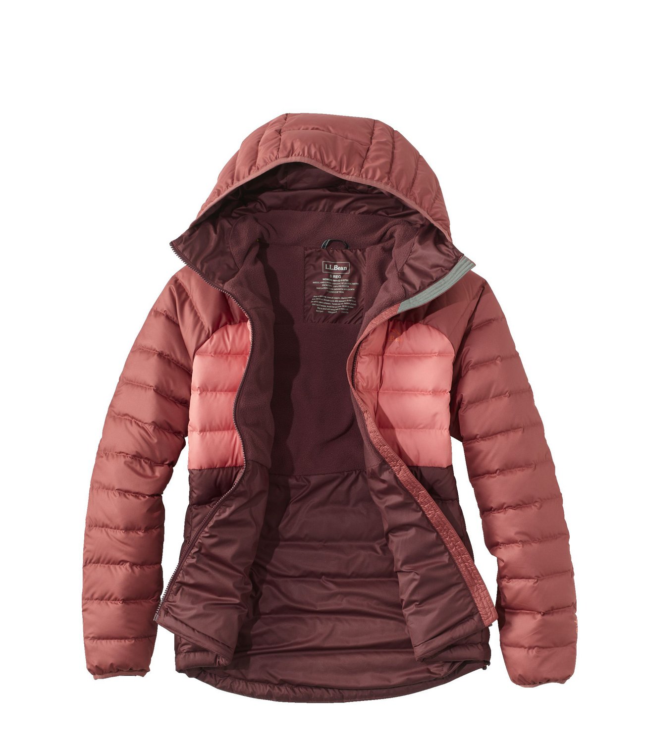 L.L.Bean Women's Bean's Down Colorblock Hooded Jacket Academy