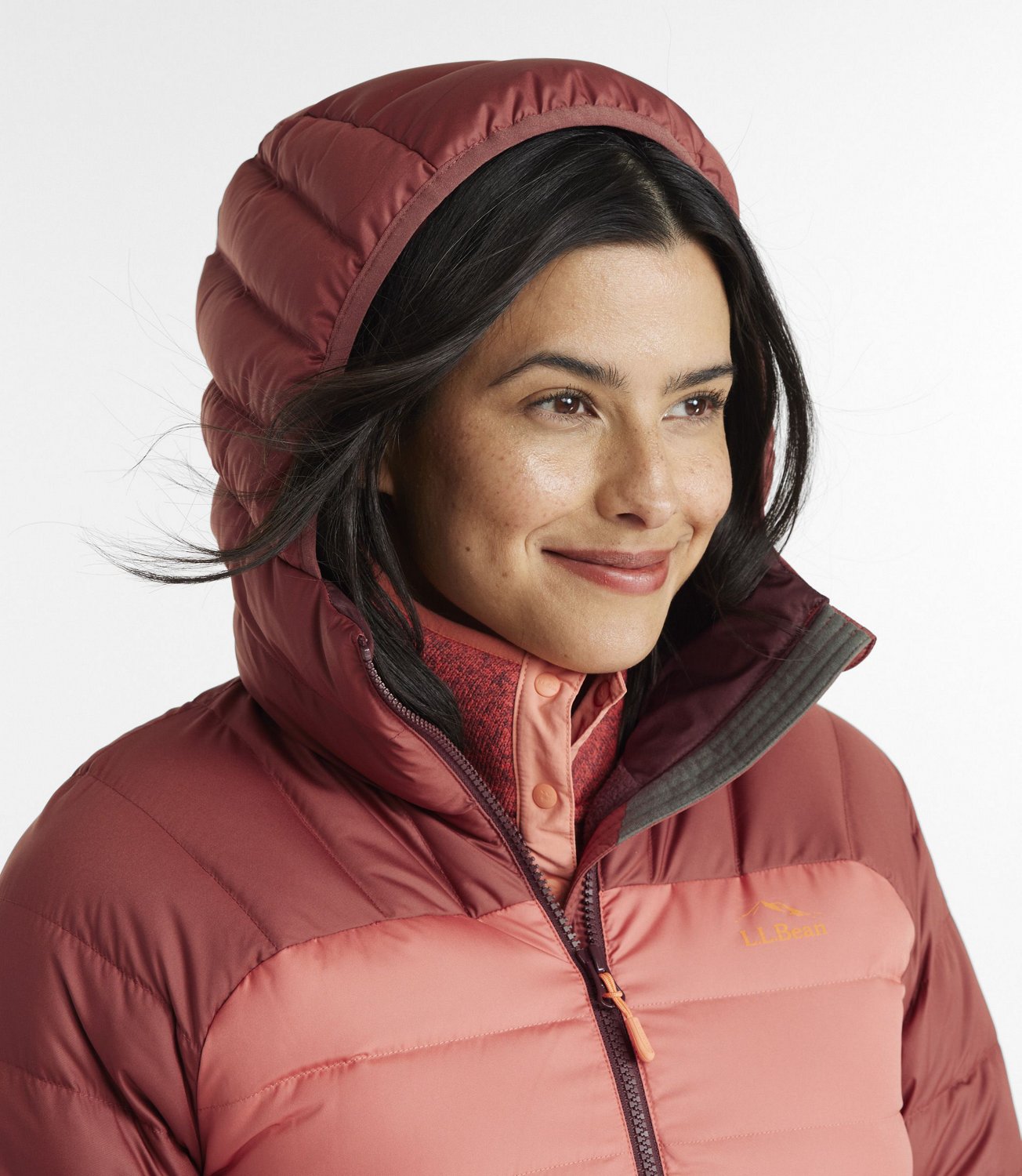 L.L.Bean Women's Bean's Down Colorblock Hooded Jacket Academy