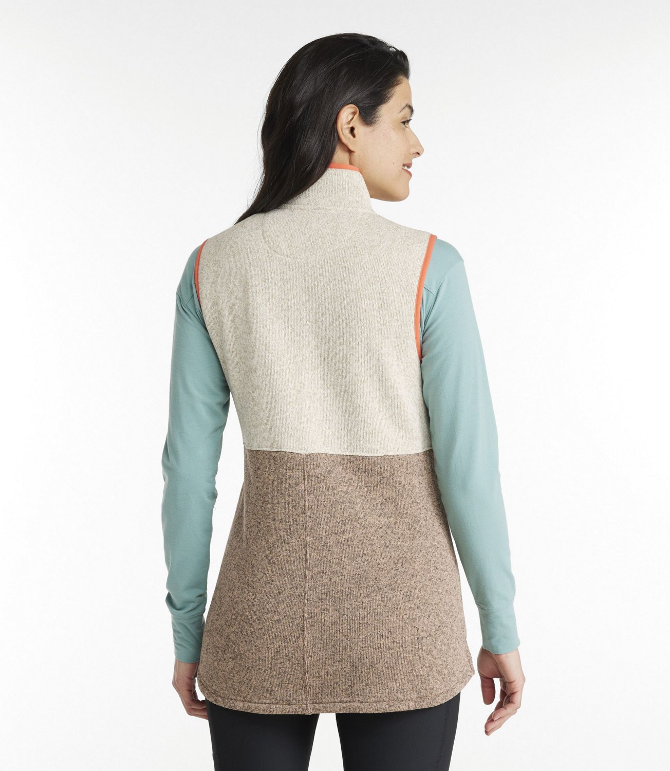 L.L.Bean Women's Sweater Fleece Colorblock Long Vest Academy