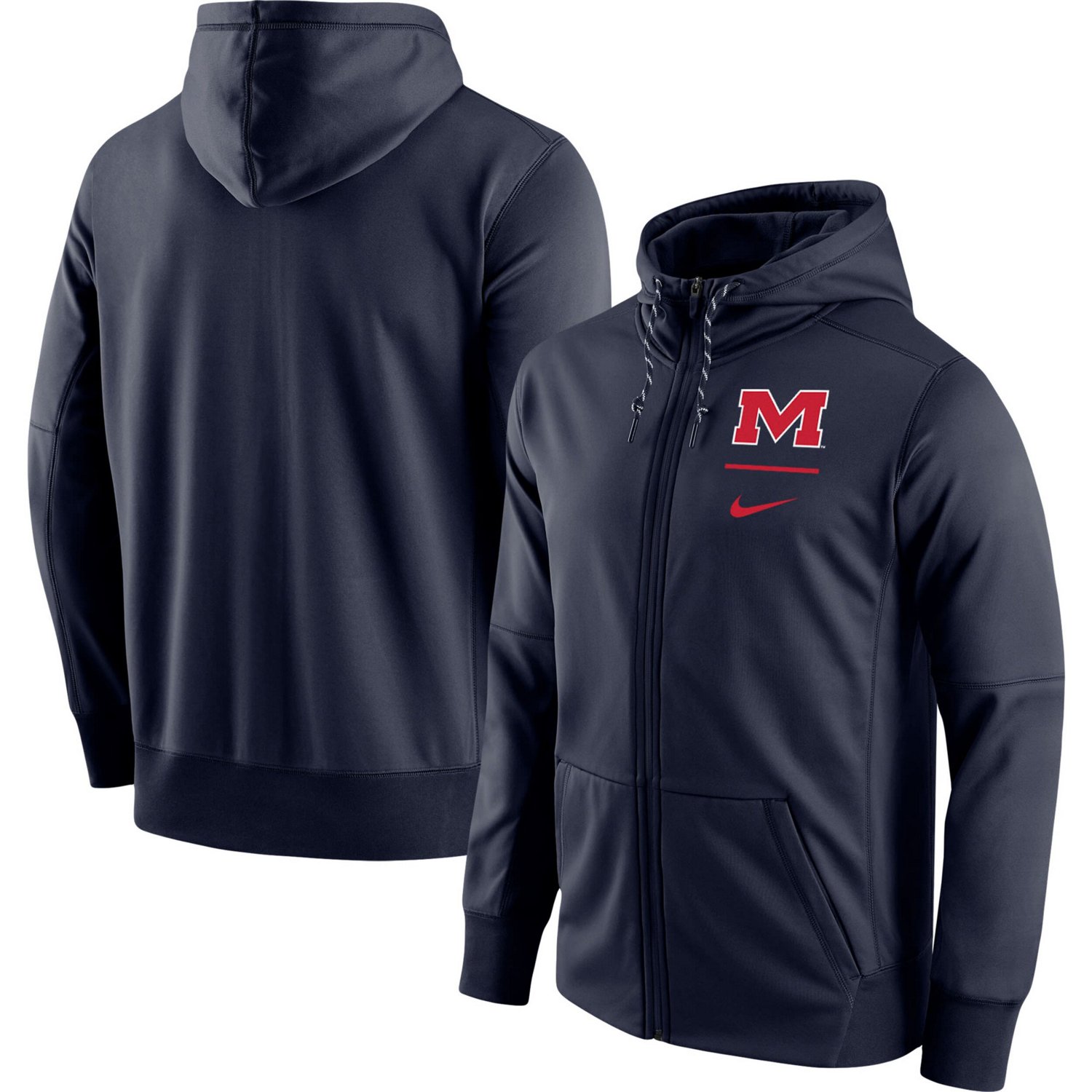 Nike Ole Miss Rebels Logo Stack Performance Full-Zip Hoodie | Academy