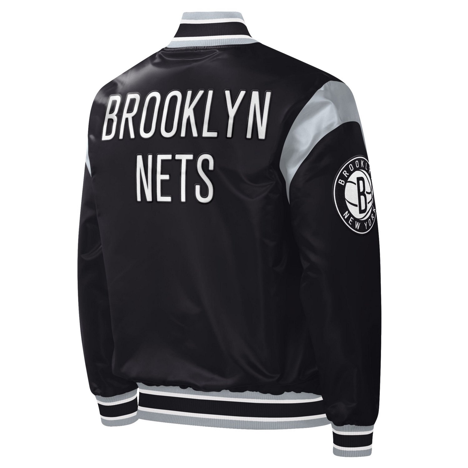 Starter Brooklyn Nets Force Play Satin Full-Snap Varsity Jacket | Academy