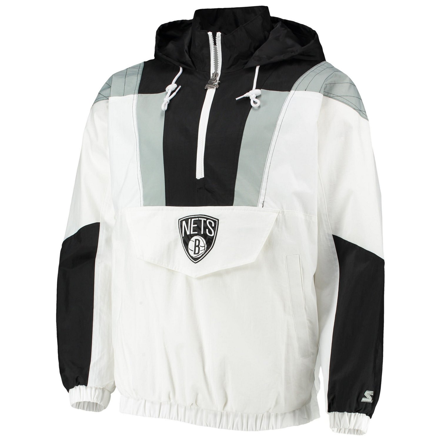 Starter Brooklyn Nets Striker Crinkle HalfZip Hoodie Jacket Academy