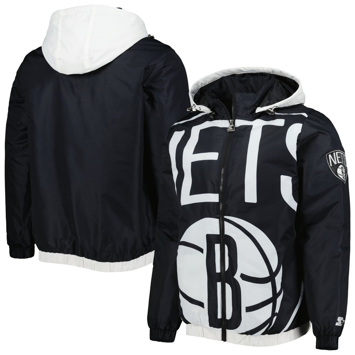 Starter Brooklyn Nets The Triple Double FullZip Hoodie Jacket Academy