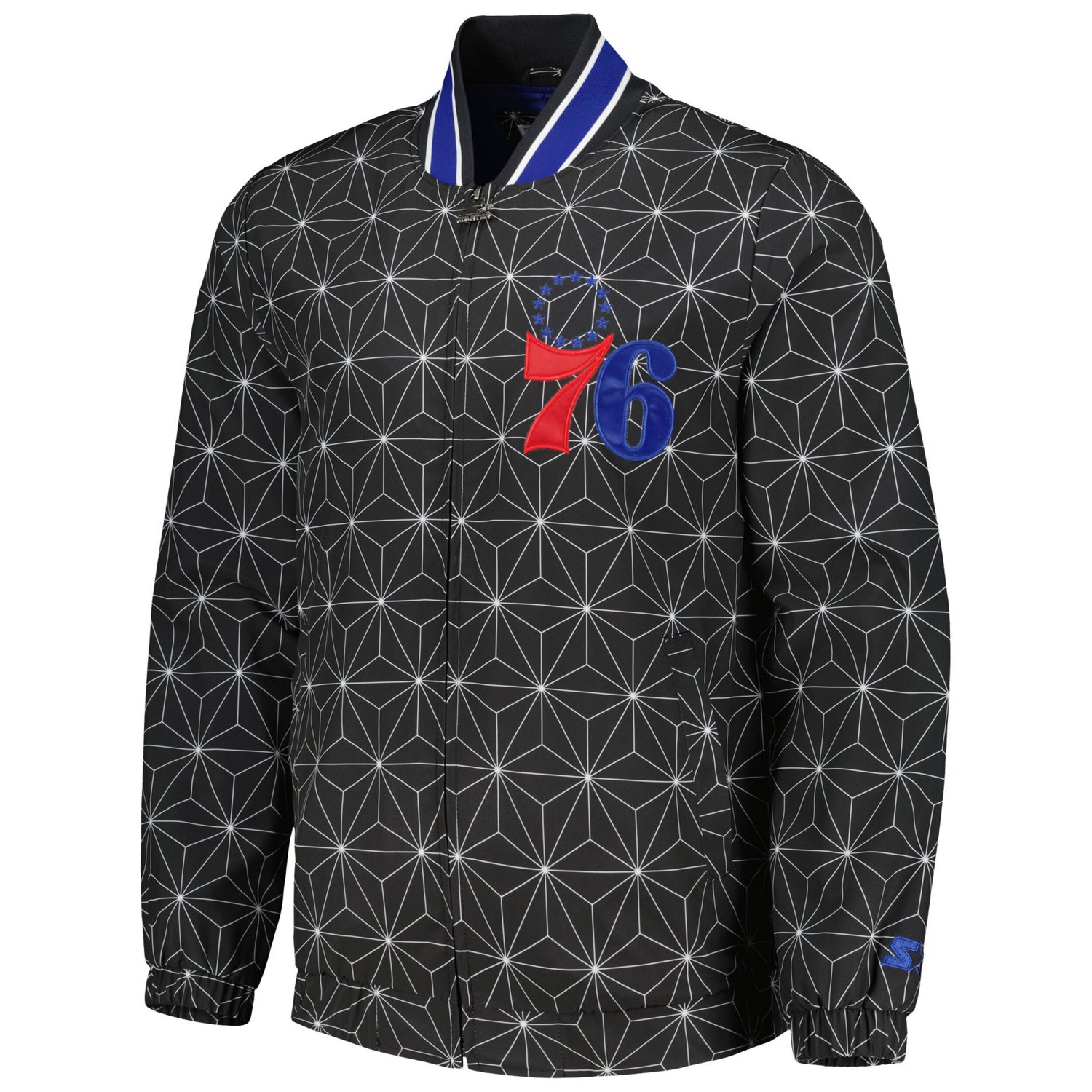 Starter Philadelphia 76ers In-Field Play Fashion Satin Full-Zip Varsity ...