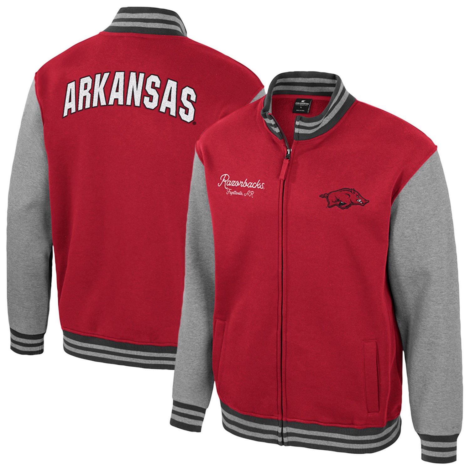 Colosseum Arkansas Razorbacks Ambi-Turner Full-Zip Varsity Jacket | Academy