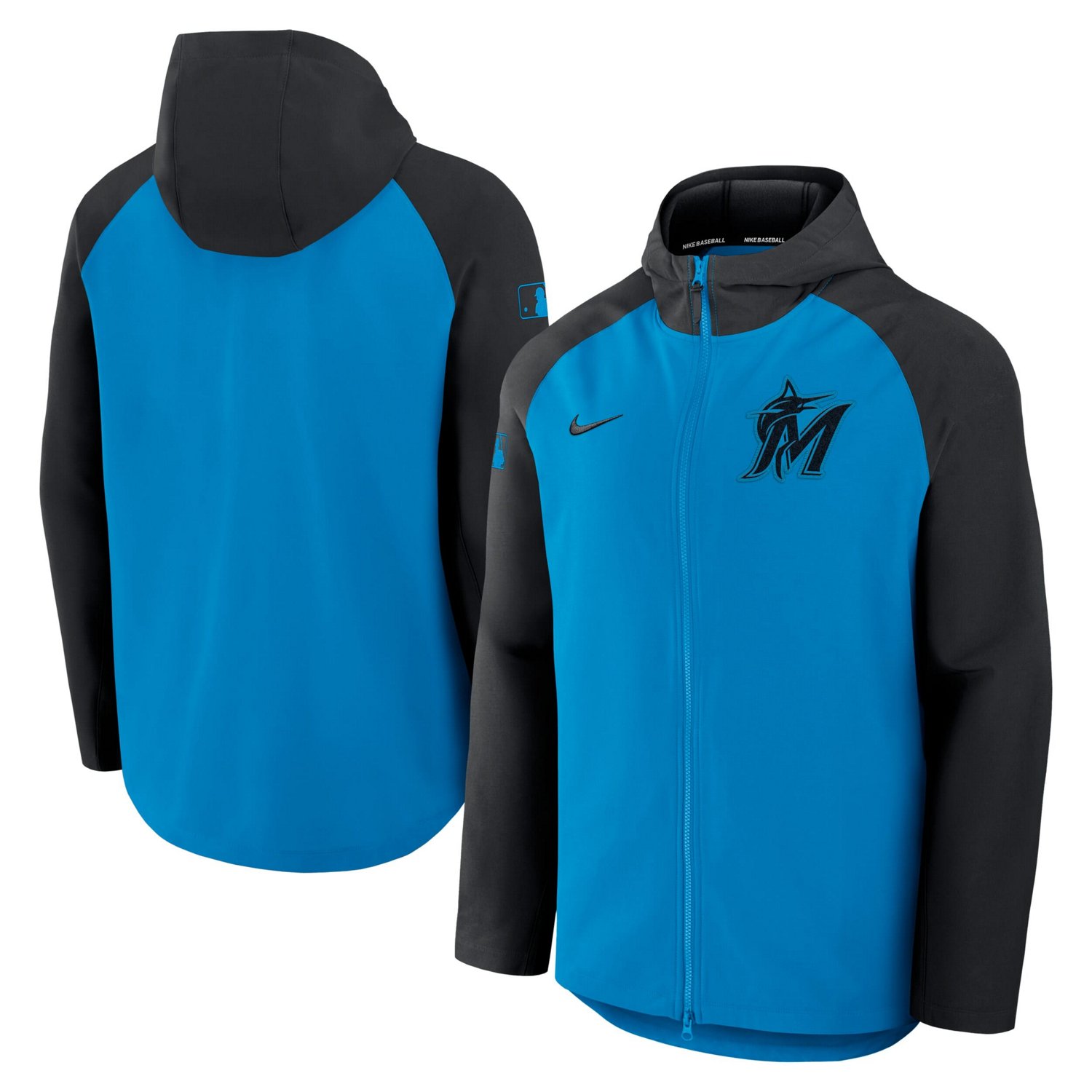 Nike Black Miami Marlins Authentic Collection Raglan Performance Full ...