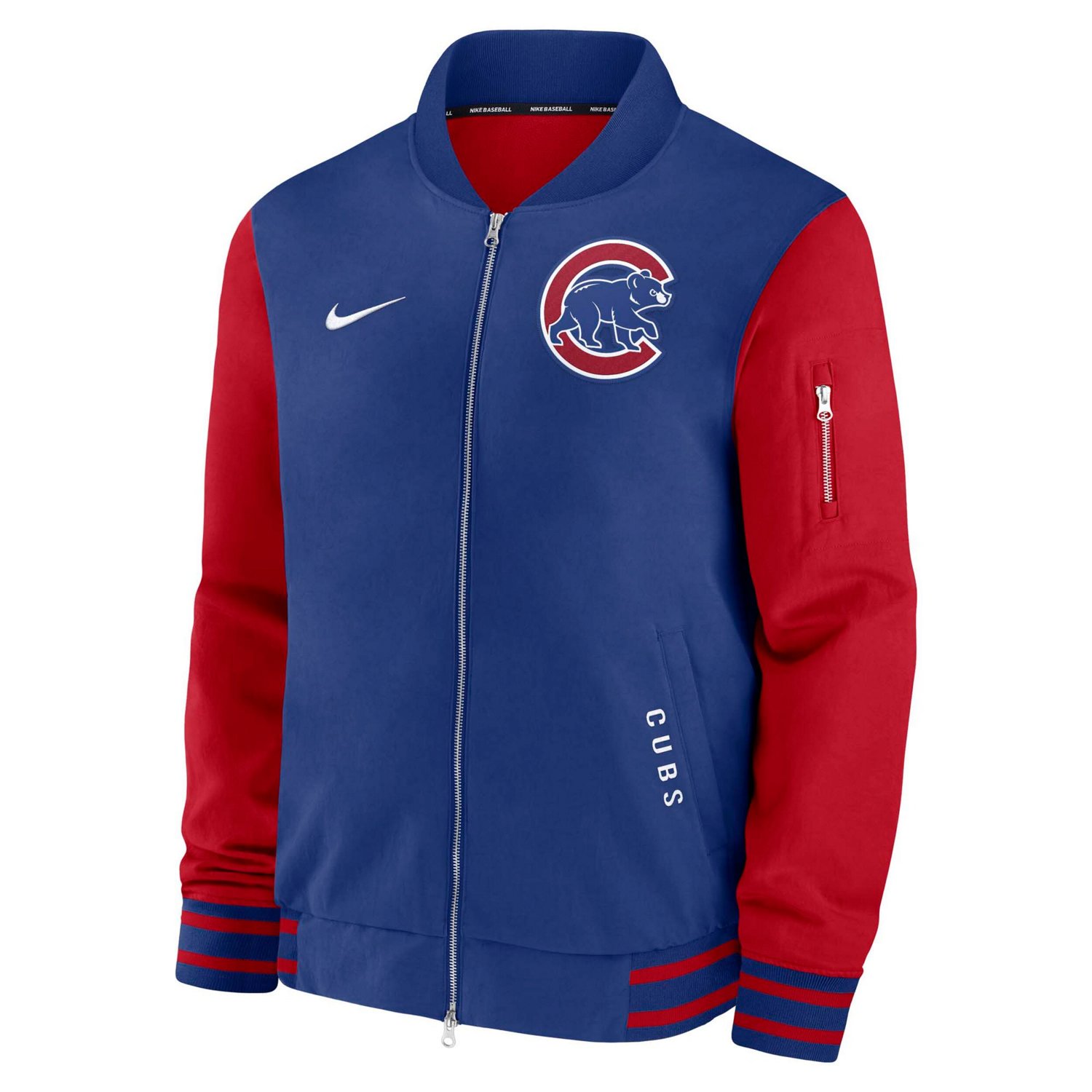 Nike Red Chicago Cubs Authentic Collection Dugout Full-Zip Bomber ...