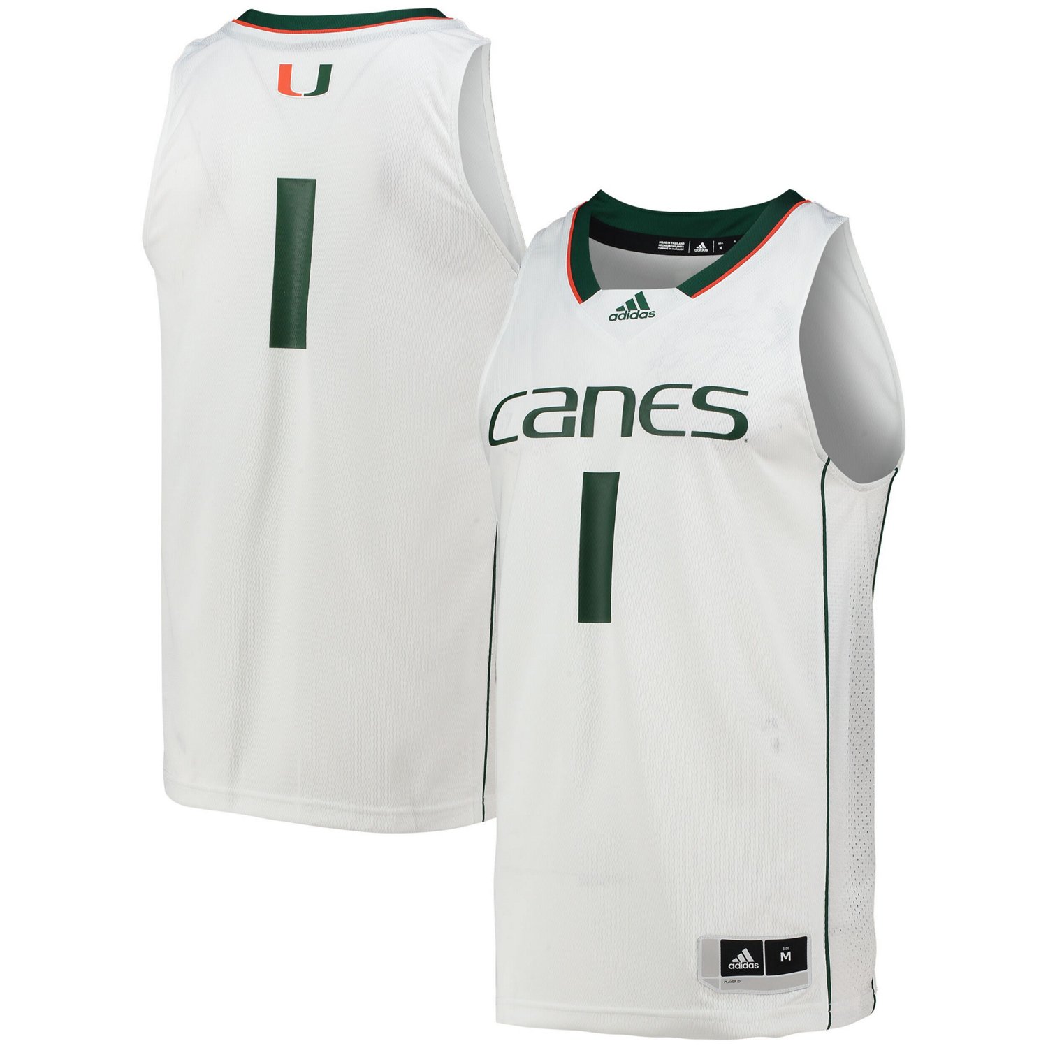 adidas 1 Miami Hurricanes Team Swingman Basketball Jersey Academy