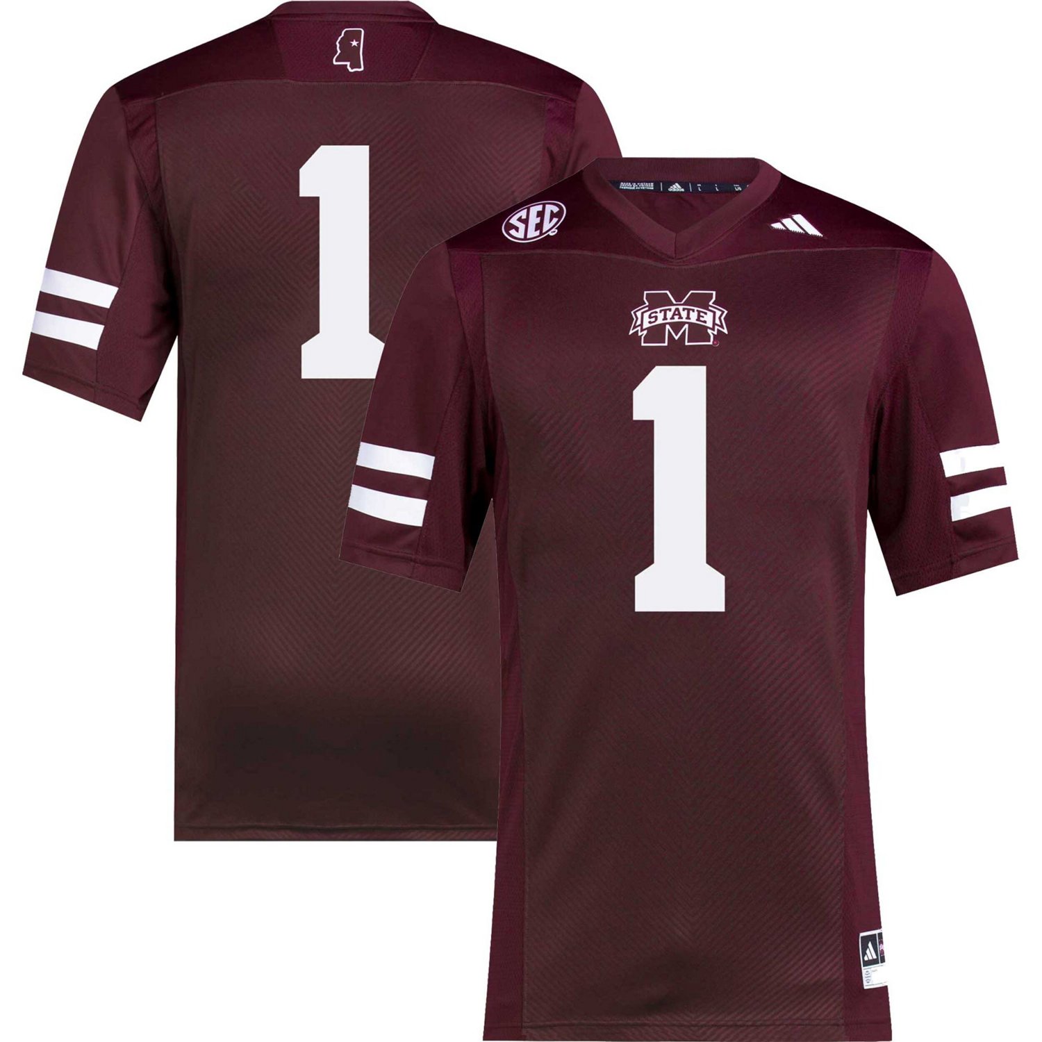 adidas 1 Mississippi State Bulldogs Premier Football Jersey | Academy