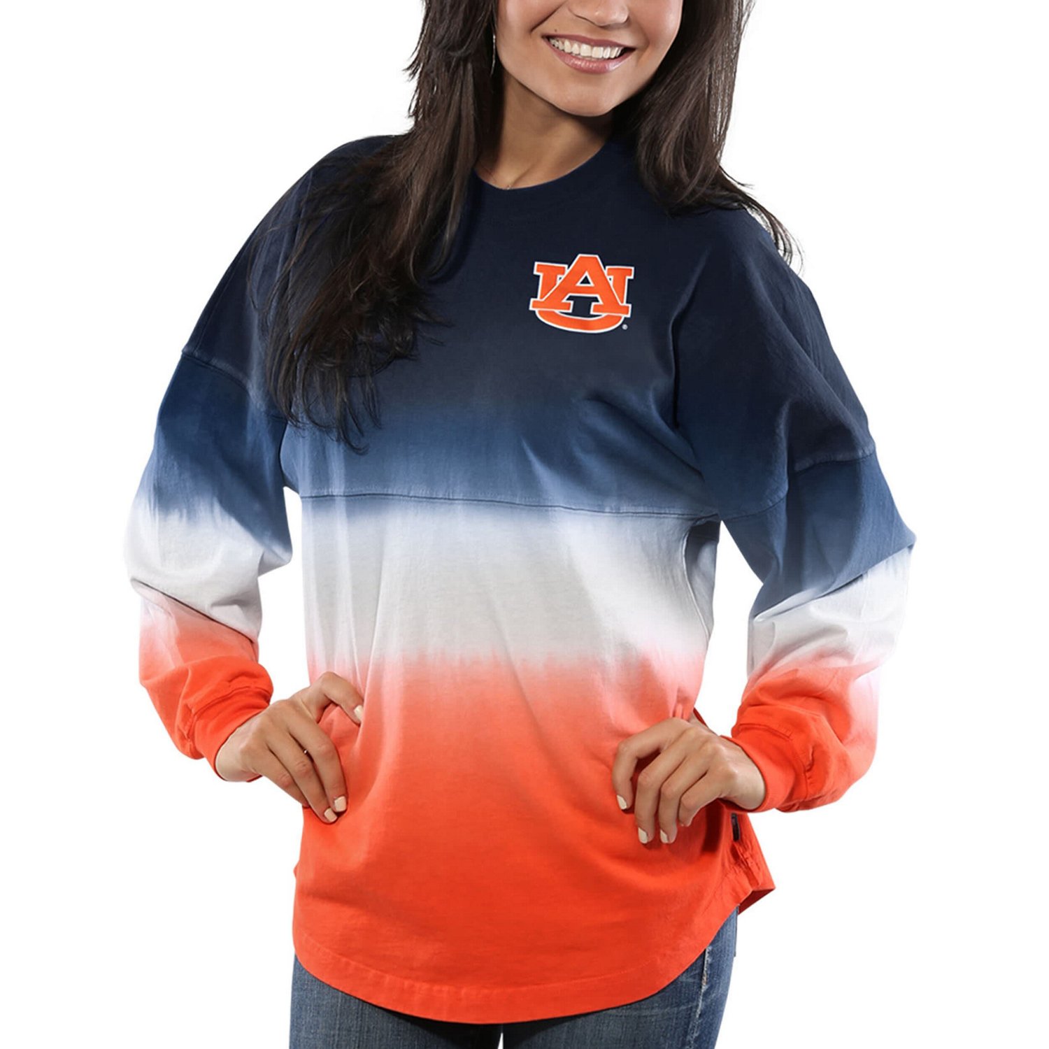 Auburn Tigers Ombre Long Sleeve Dip-Dyed Spirit Jersey | Academy