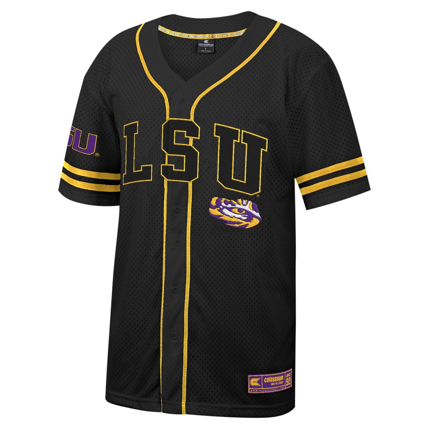 Colosseum LSU Tigers Free Spirited Mesh Button-Up Baseball Jersey | Academy