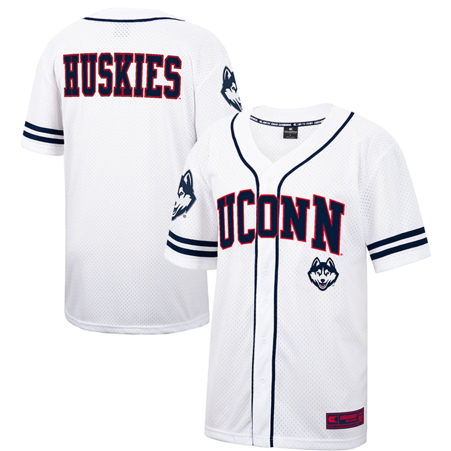 Colosseum UConn Huskies Free Spirited Mesh ButtonUp Baseball Jersey