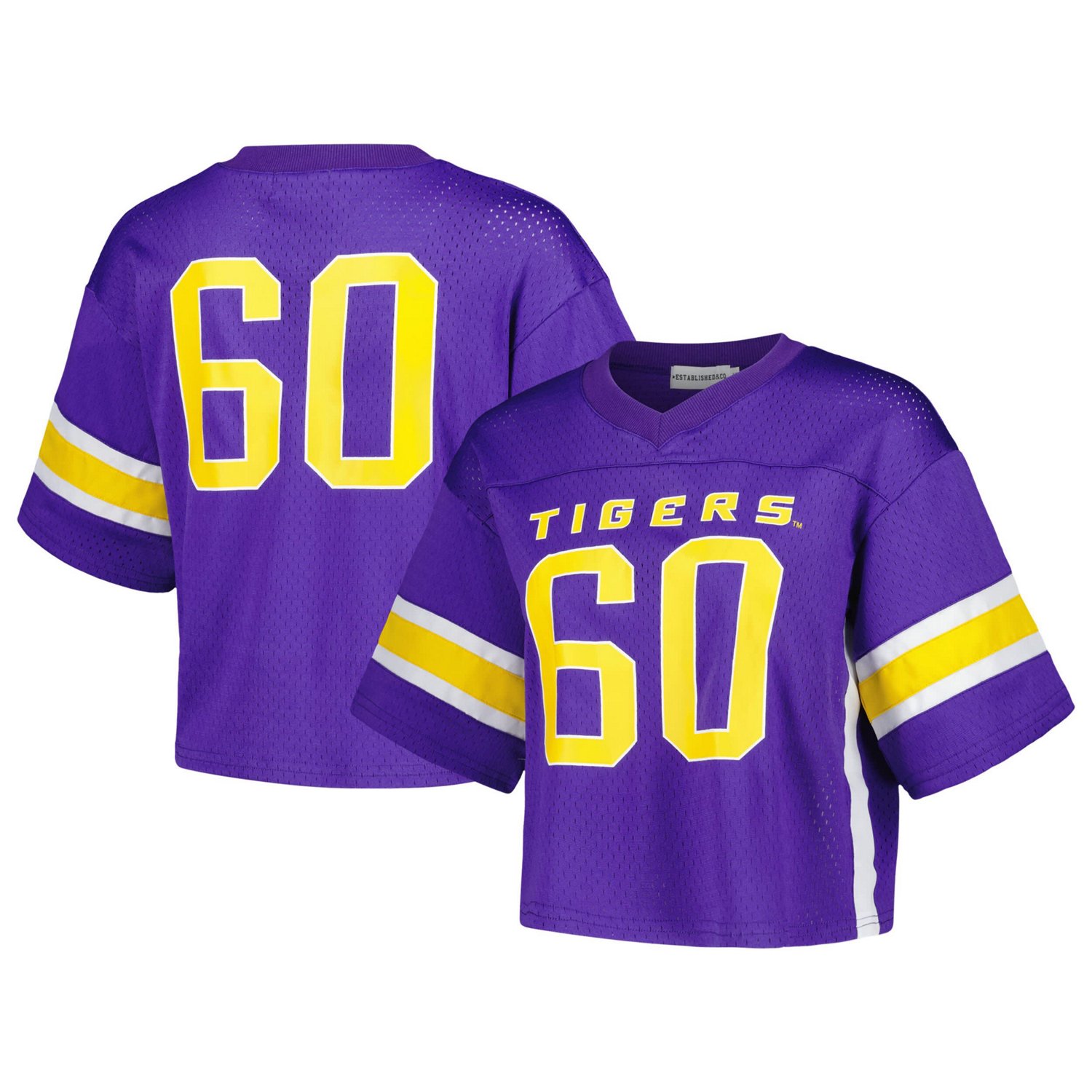 Established Co LSU Tigers Fashion Boxy Cropped Football Jersey Academy