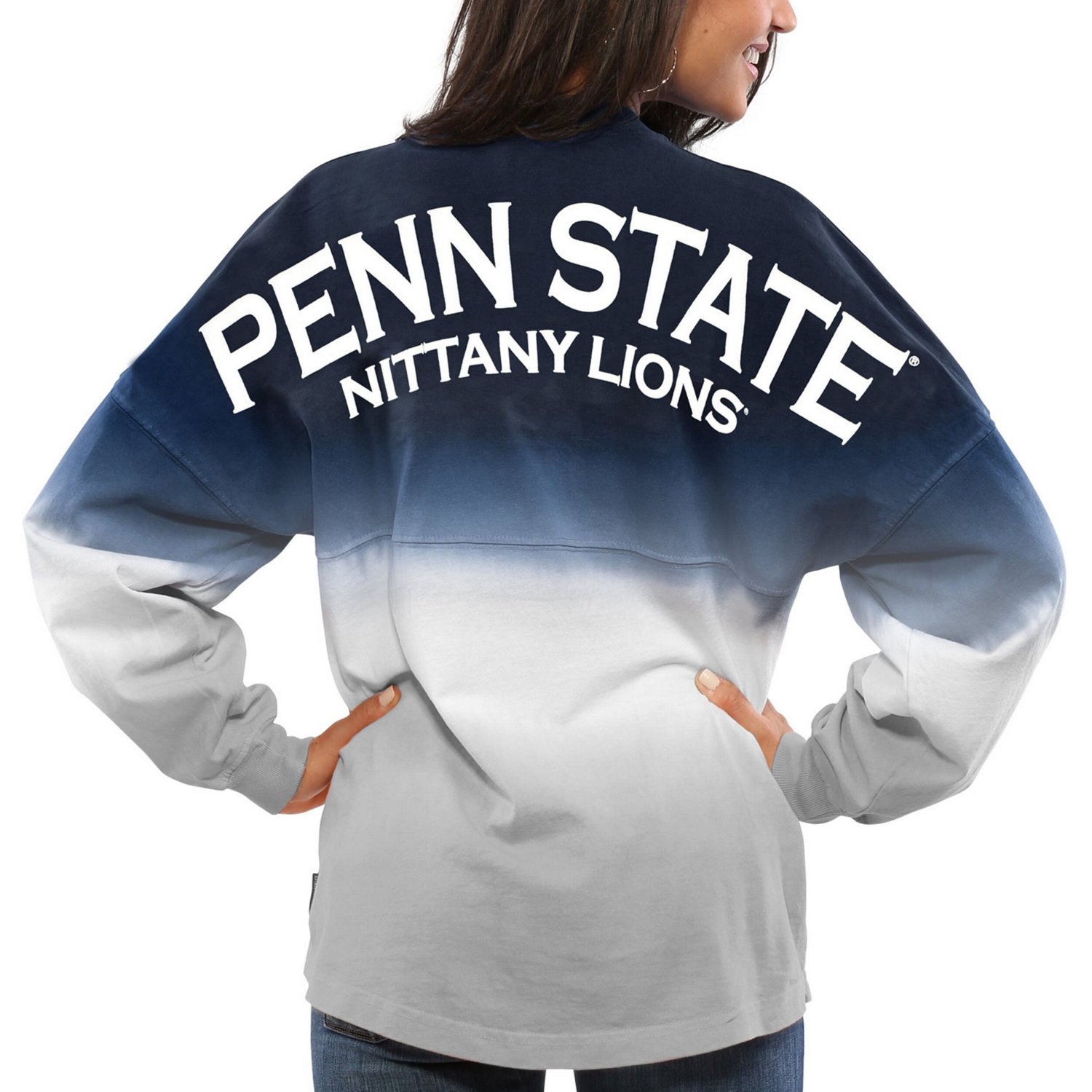 Penn State Nittany Lions Ombre Long Sleeve Dip Dyed Spirit Jersey Academy