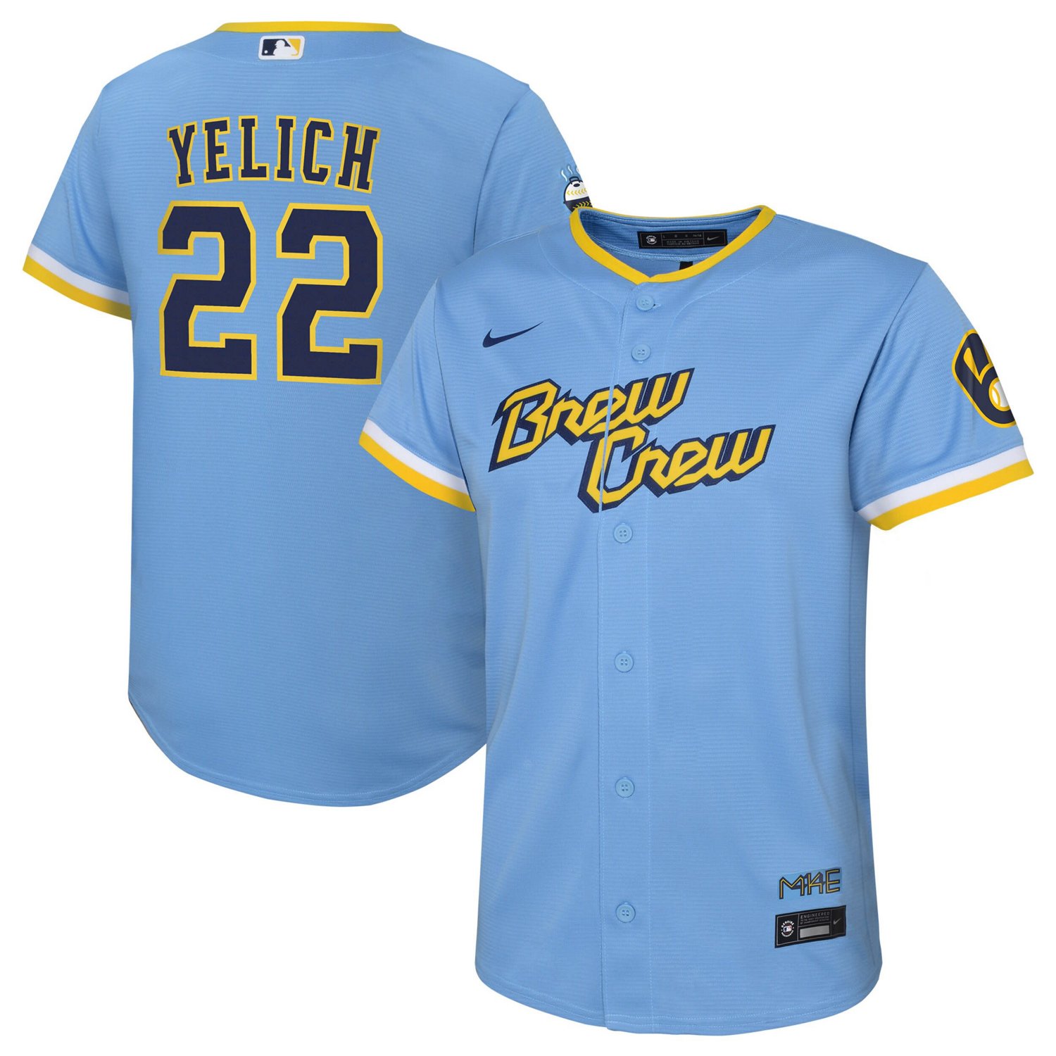 Youth Nike Christian Yelich Powder Milwaukee Brewers 2022 City Connect