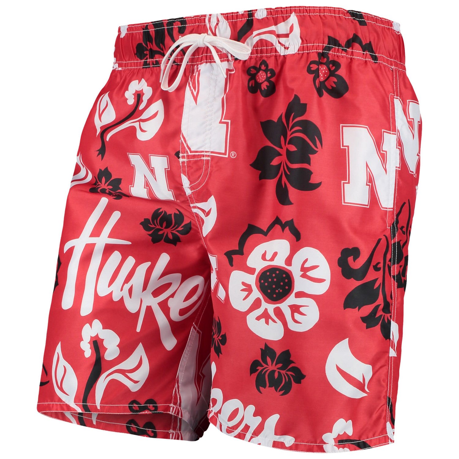 Wes Willy Nebraska Huskers Floral Volley Swim Trunks Academy