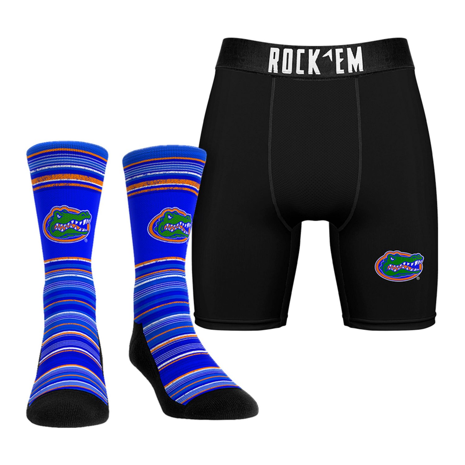 Rock Em Socks Florida Gators Primary Crew Socks Boxer Briefs Combo Pack ...