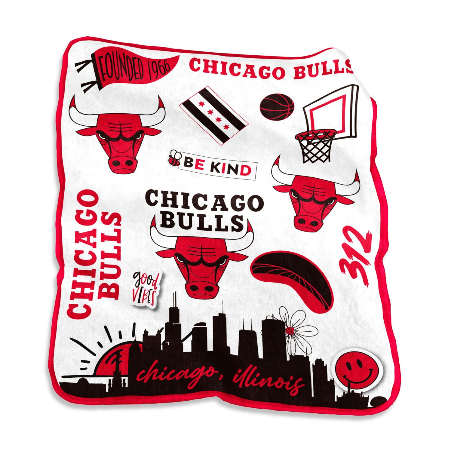 Chicago Bulls Benny The Bull Raschel Plush Blanket, Produktbild-Vorschau 9
